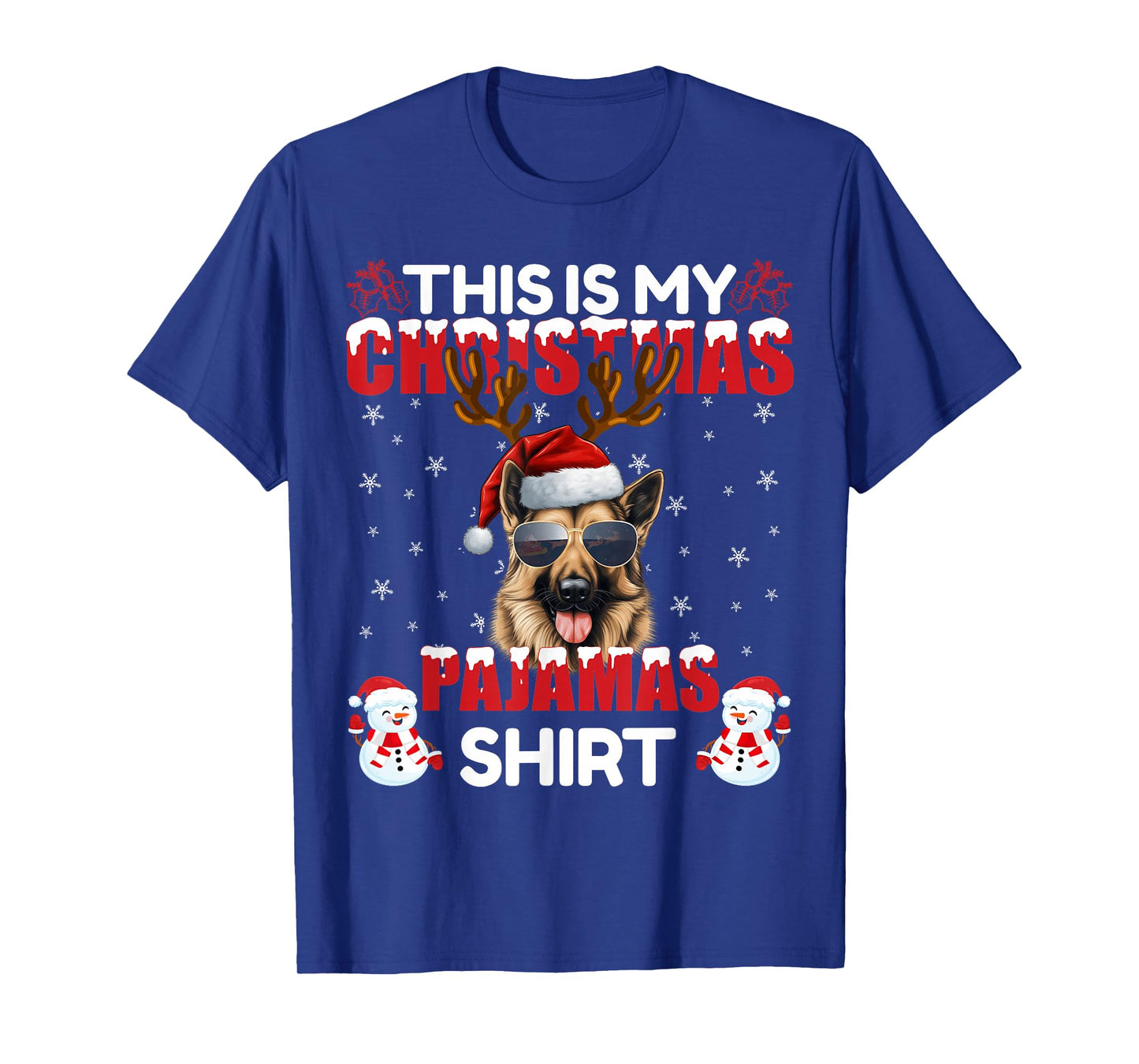 Family Matching Funny Xmas Pajama German Shepherd Christmas T-Shirt