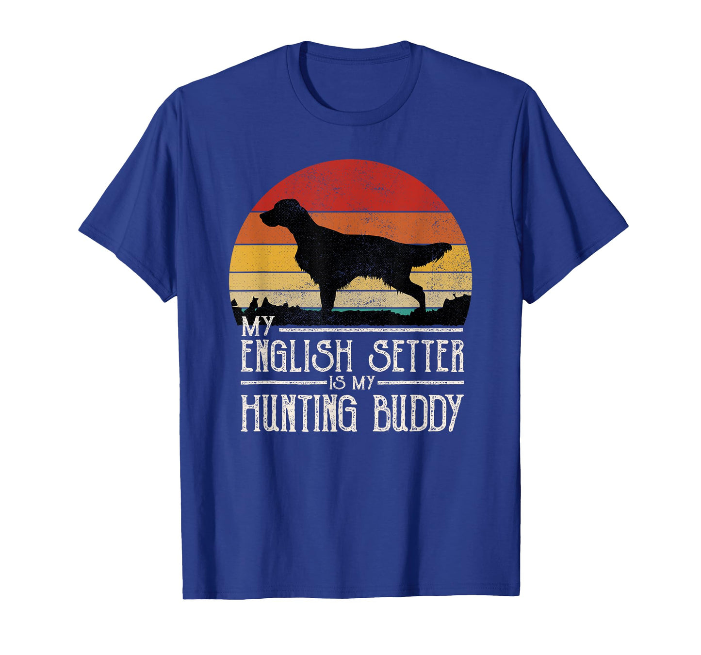 Vintage Sunset Hunting Dog English Setter T-Shirt for Men Women Kids