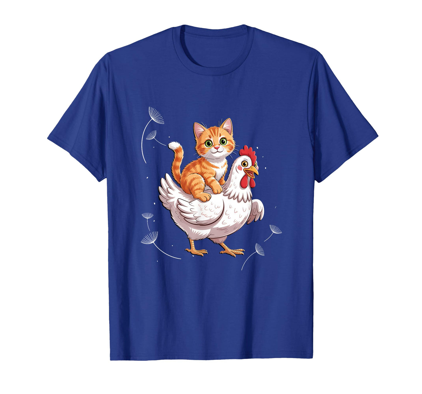Orange Kitten Riding A Happy Chicken Farm Animal Friend T-Shirt