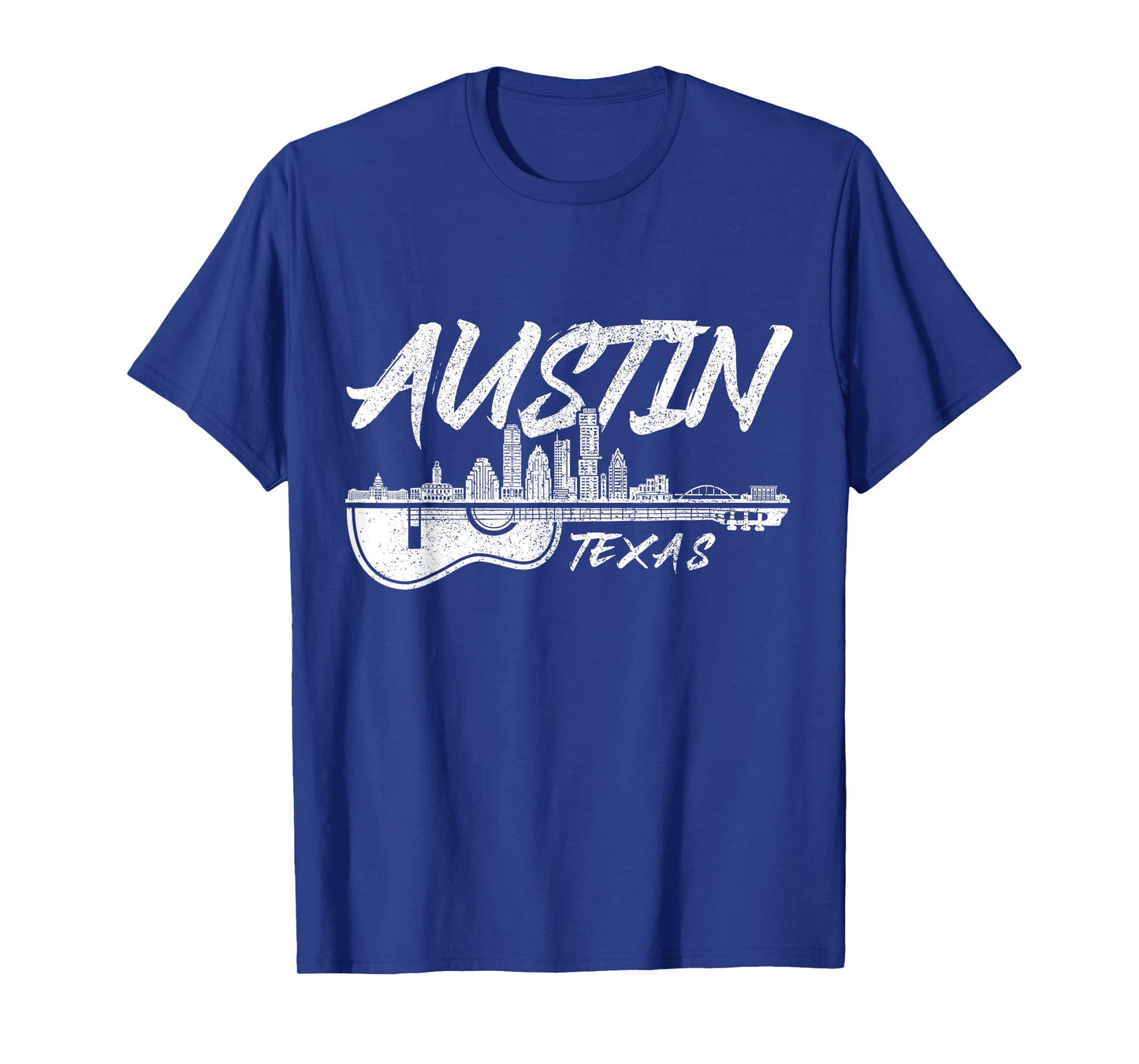Austin Texas Guitar Player Skyline Folk Blues Country Music T-Shirt