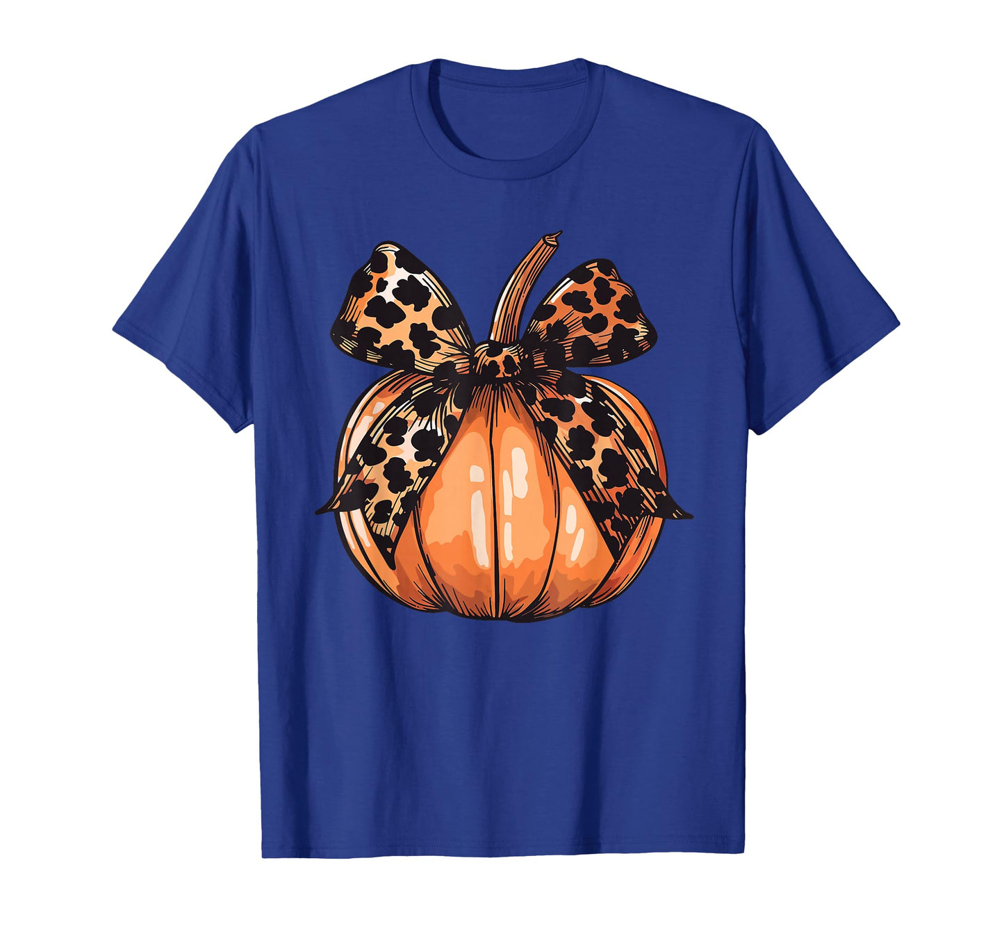Leopard Coquette Bow Pumpkin Spooky Season Autumn Halloween T-Shirt