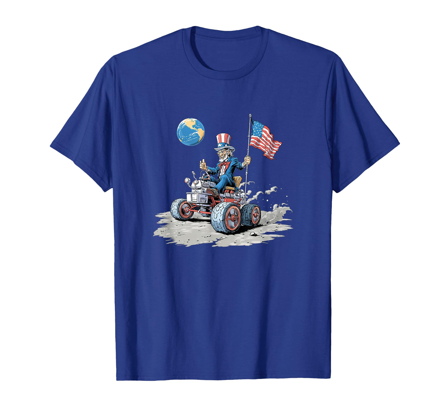 Pretty Patriotic Moon with Vehicle for Space and Earth Fans T-Shirt