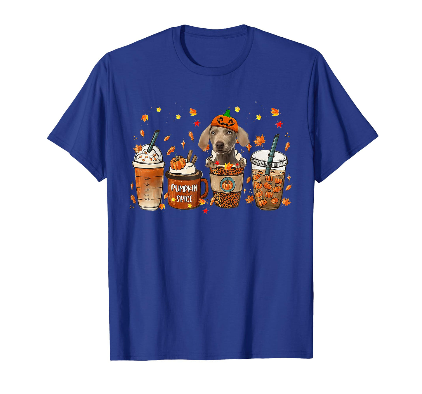 Weimaraner Fall Coffee Pumpkin Spice Latte Iced Autumn T-Shirt