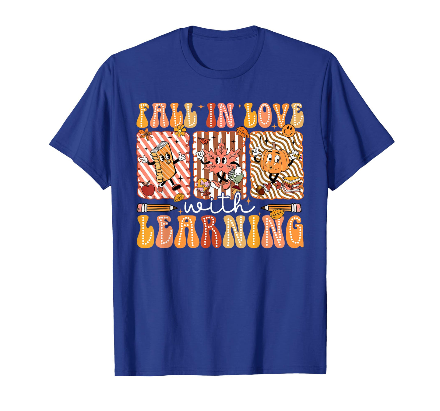Preppy Fall In Love With Learning Pumpkin Teacher Men Women T-Shirt