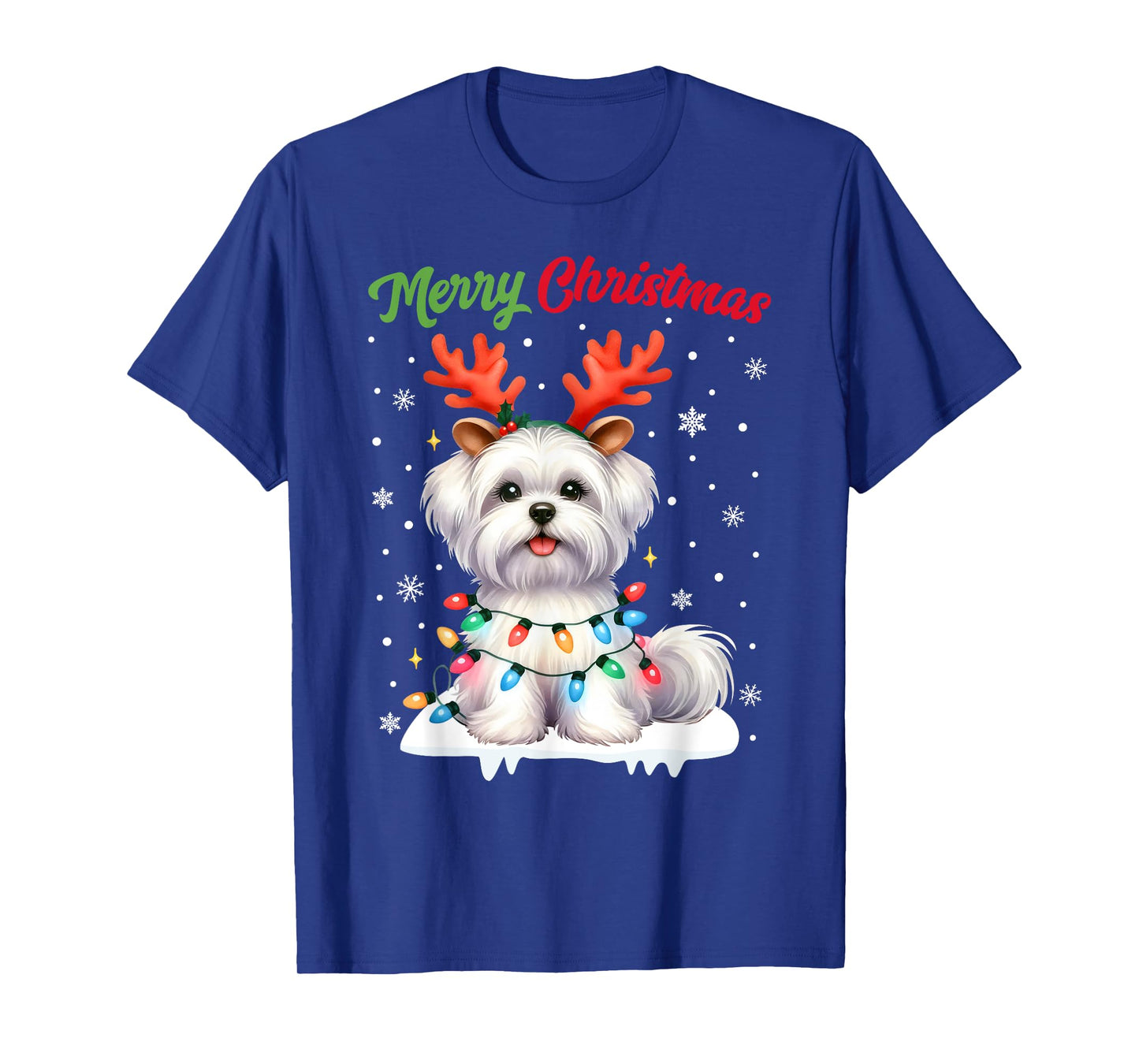 Christmas Pajamas Men Women Kids Maltese Dog Christmas T-Shirt