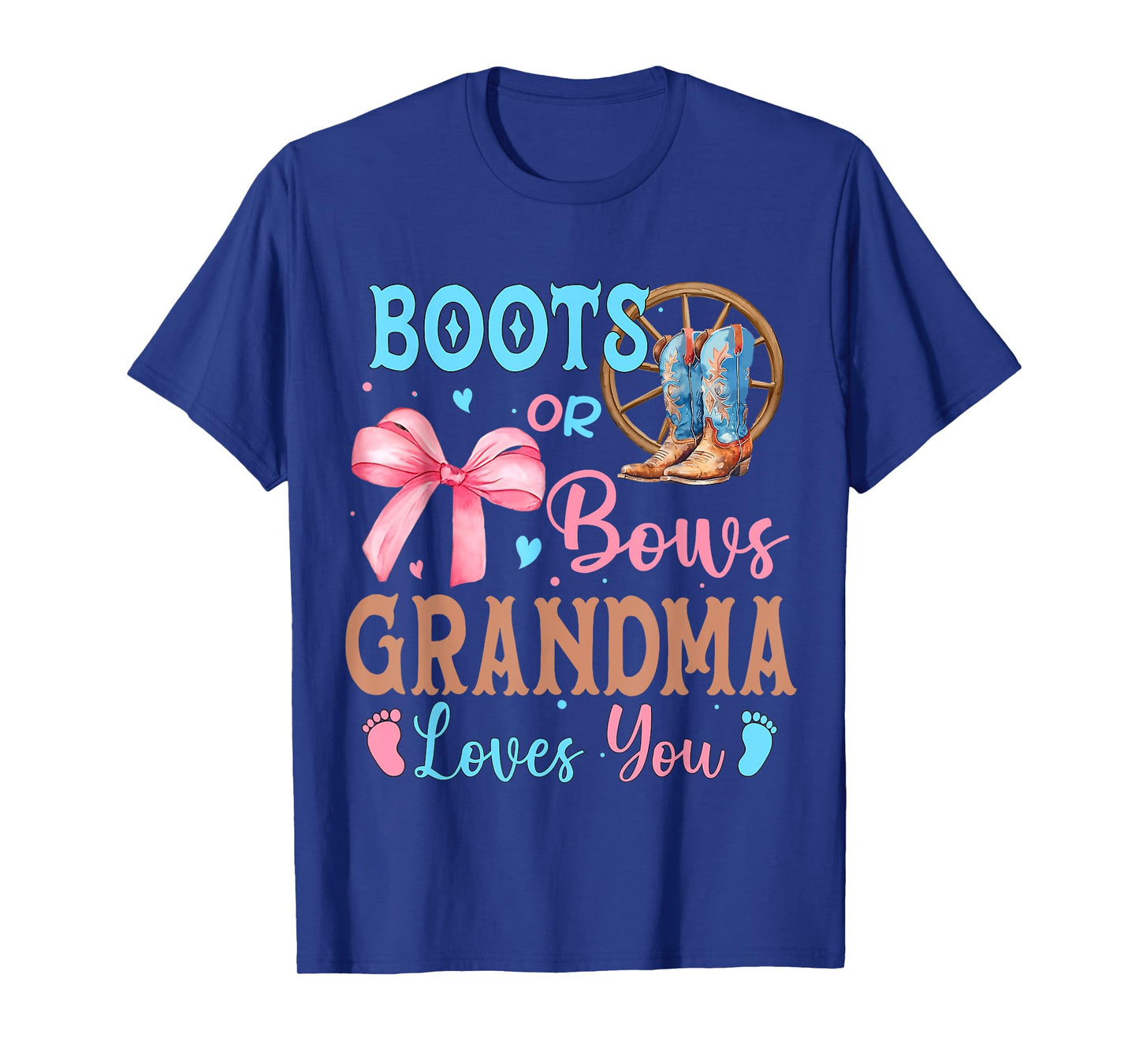 Boots or Bows Gender Reveal Decorations Grandma Loves You T-Shirt