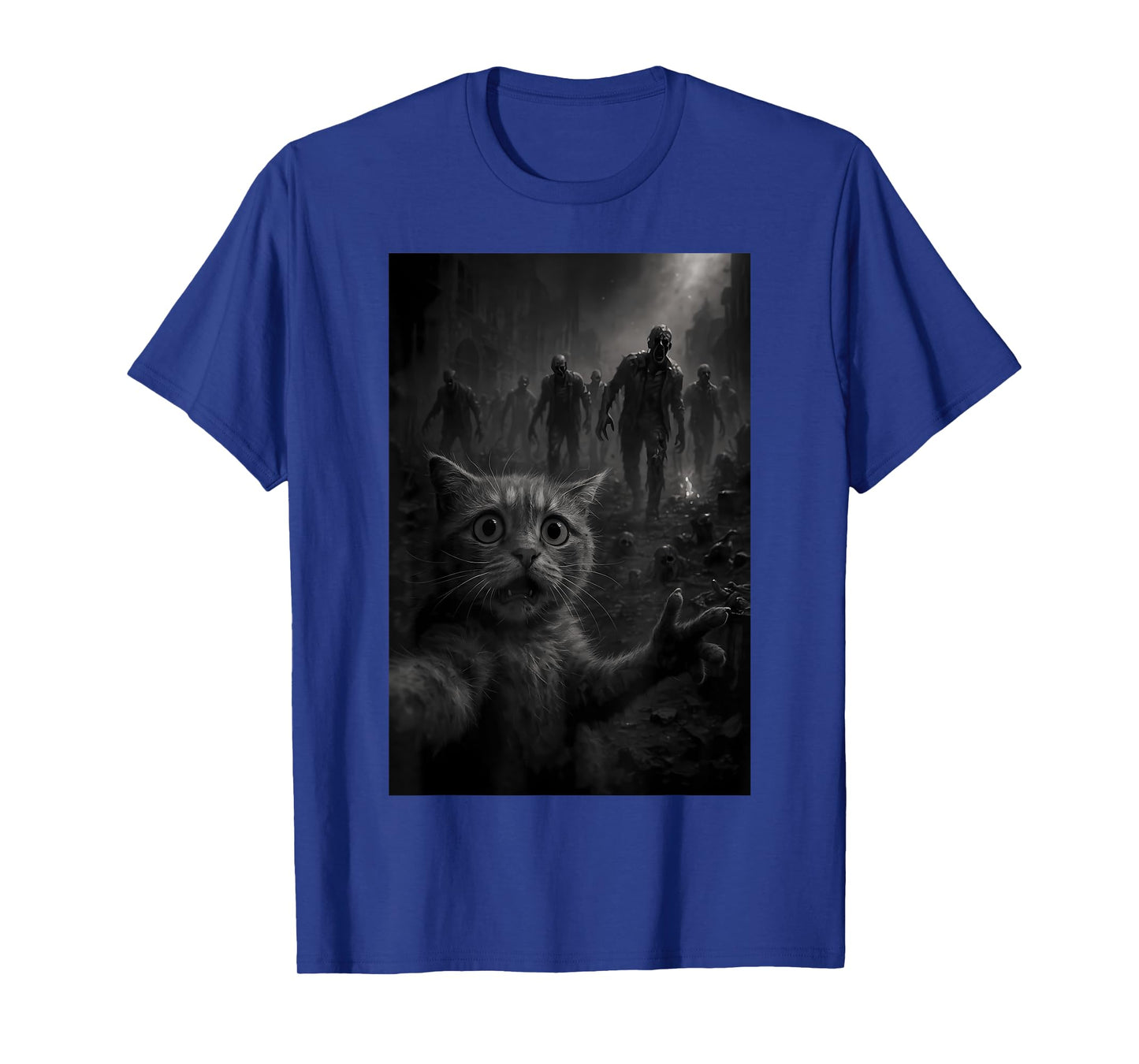 Funny Cat Selfie Top With Zombie Apocalypse T-Shirt for Men Women