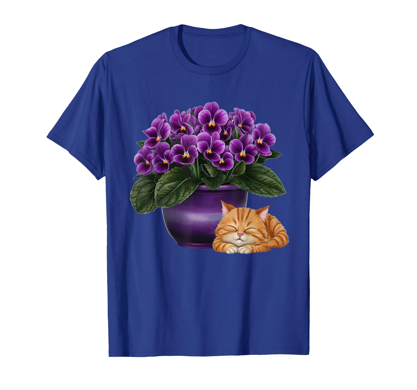 African Violets Sleeping Kitten House Plant African Violet T-Shirt