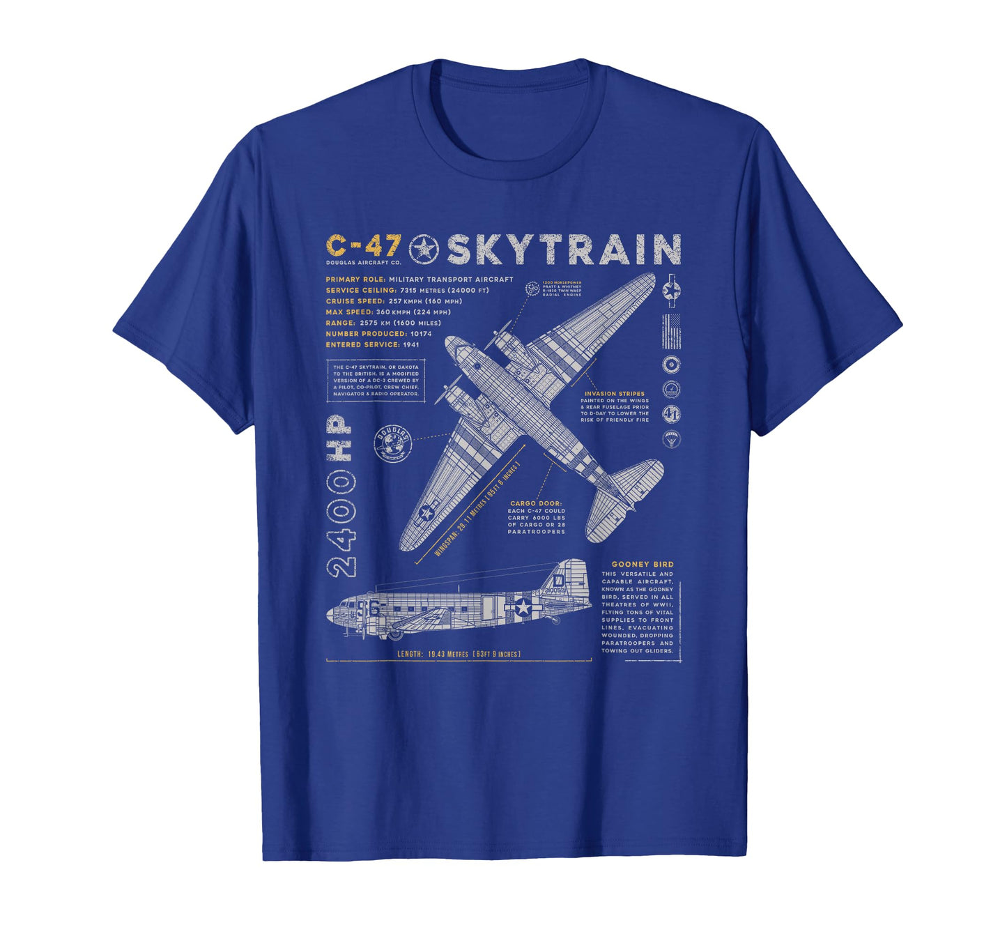 C-47 Skytrain | C47 Douglas Dakota WWII Transport Aircraft T-Shirt