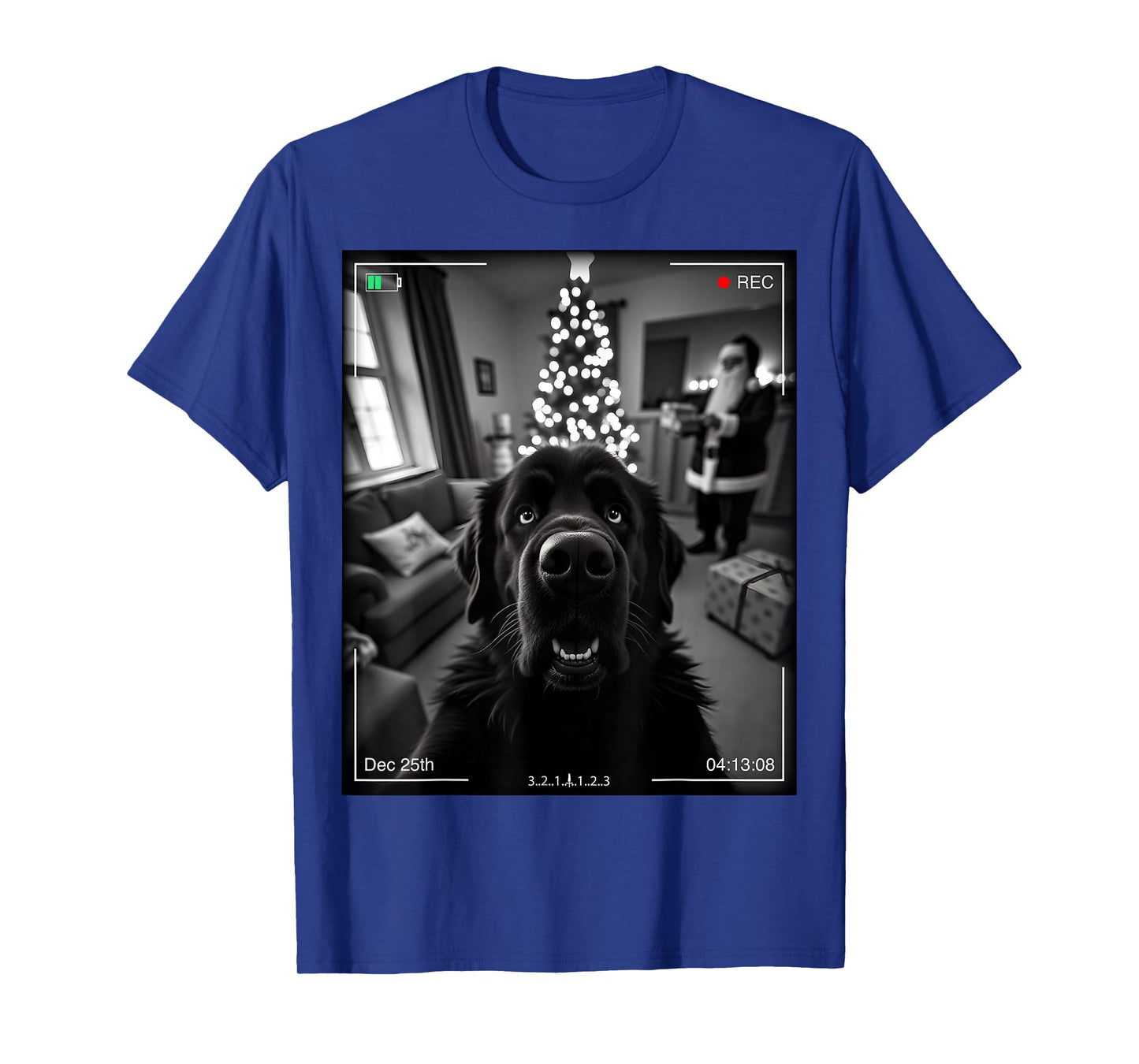 Newfoundland Dog Catches Santa On Camera Xmas T-Shirt