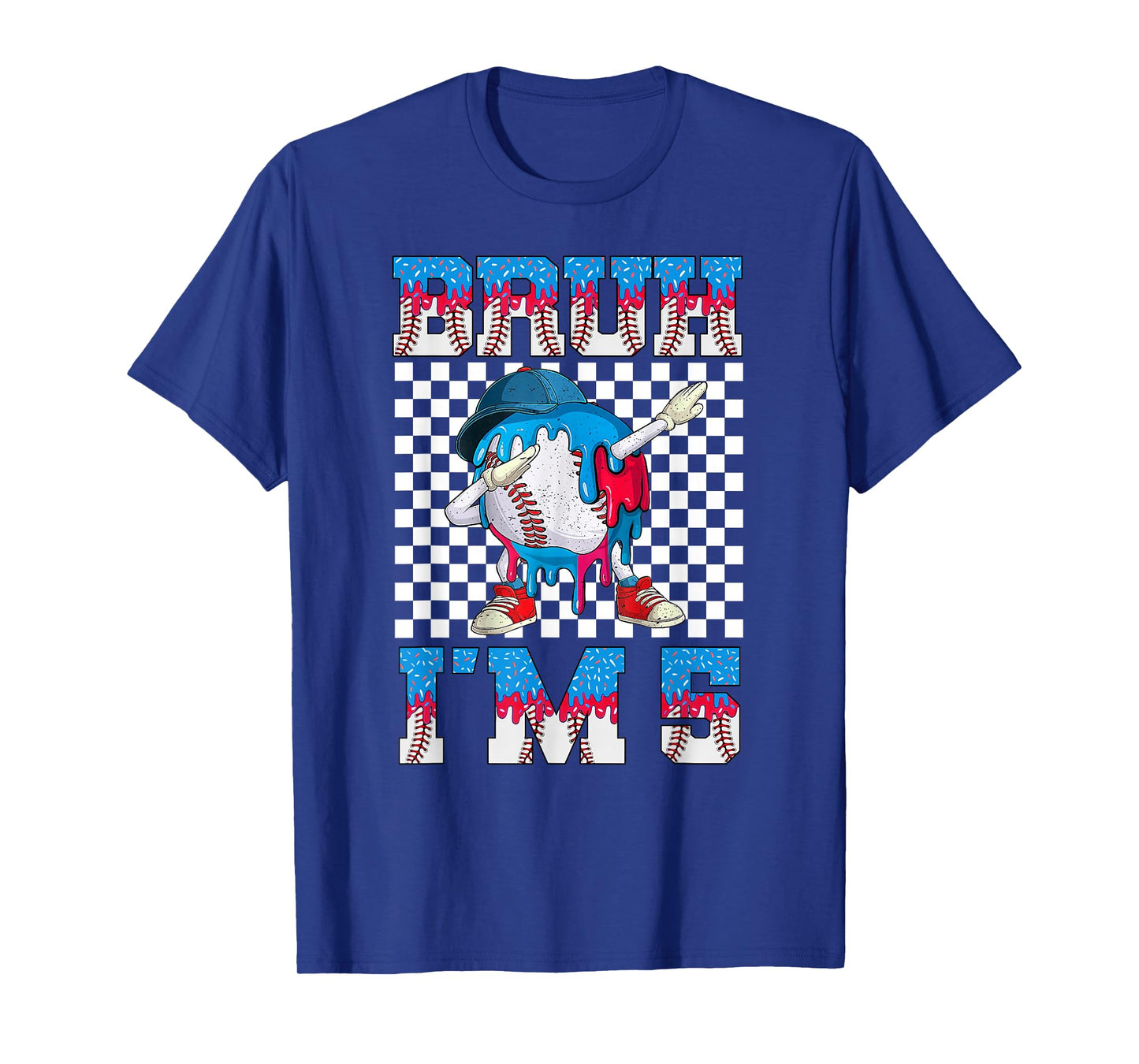 Bruh I'm 5th Birthday Boy Baseball Ice Cream Drip T-Shirt