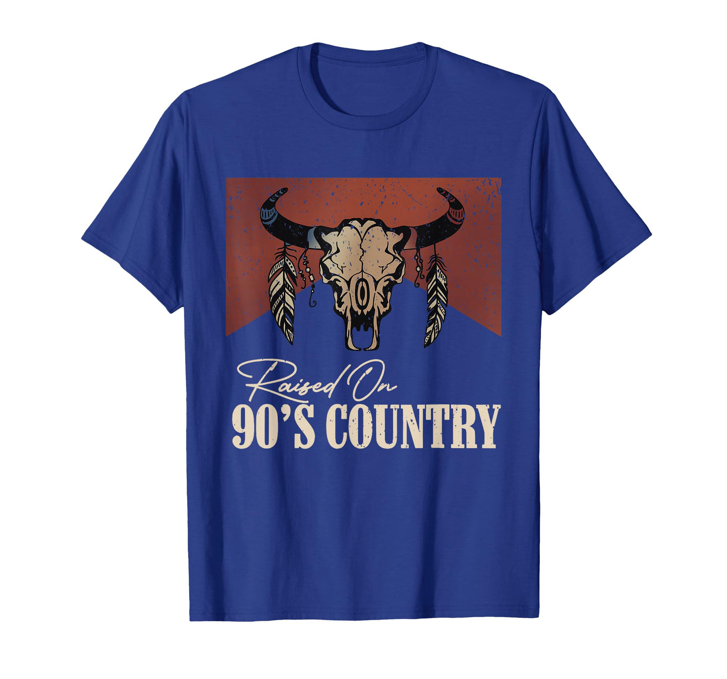 Raised On 90's Country Vintage Western Bull Skull T-Shirt