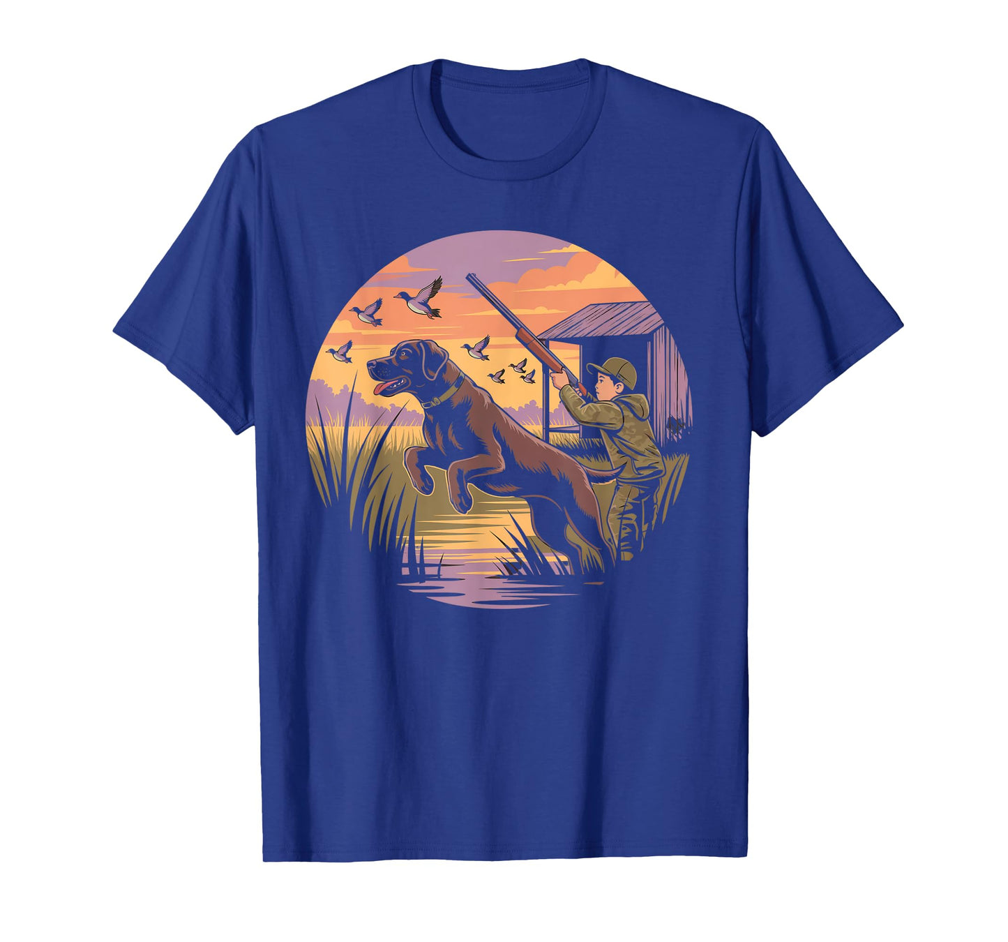 Local Boy Black Lab Marsh Scene Sunset Vintage Country T-Shirt