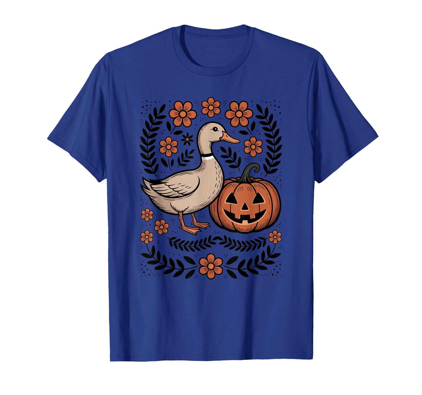 Vintage Silly Goose Pumpkin Patch Boho Floral T-Shirt