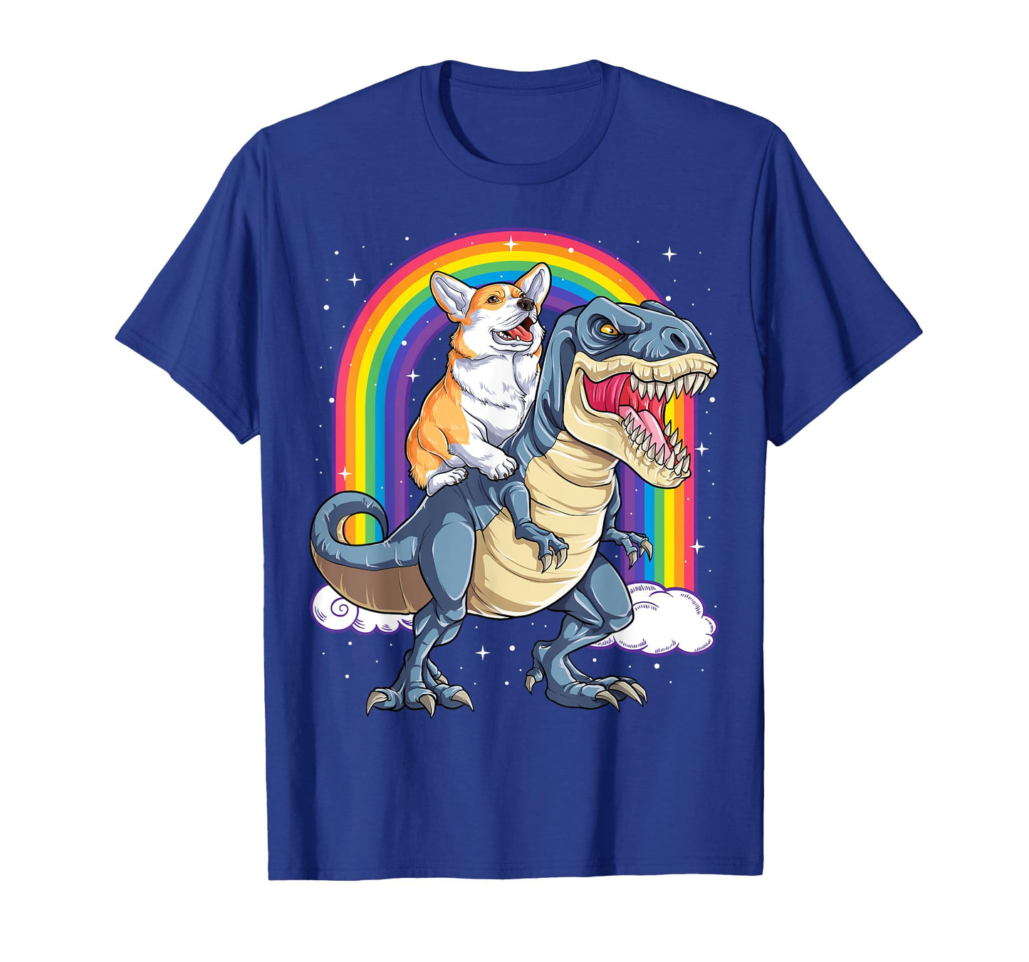Corgi Riding Dinosaur T-rex Gifts Men Women Rainbow Funny T-Shirt