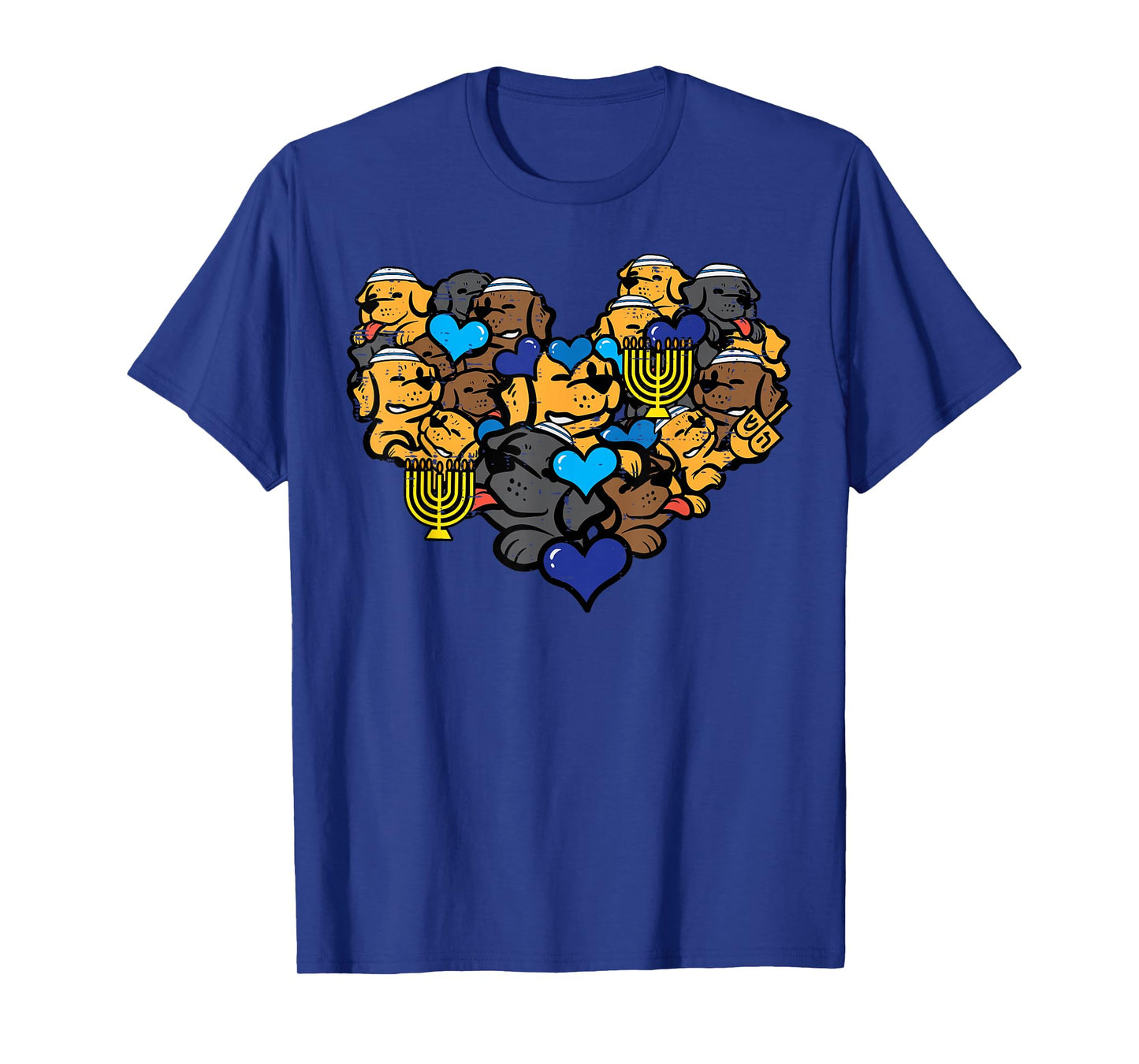 Hanukkah Dog Faces Heart Chanukah Jewish Pet Women Kids Men T-Shirt