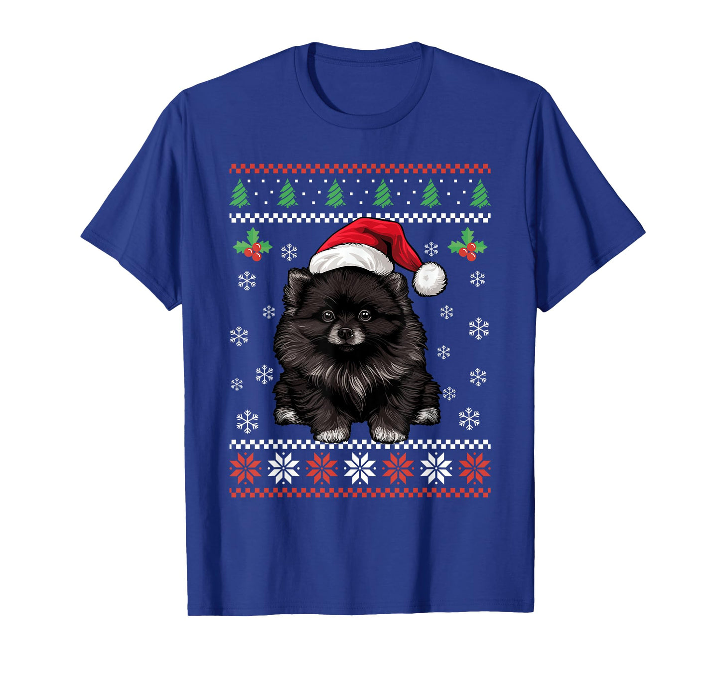 Black Pomeranian Ugly Christmas Sweater Xmas For Adults Kids T-Shirt