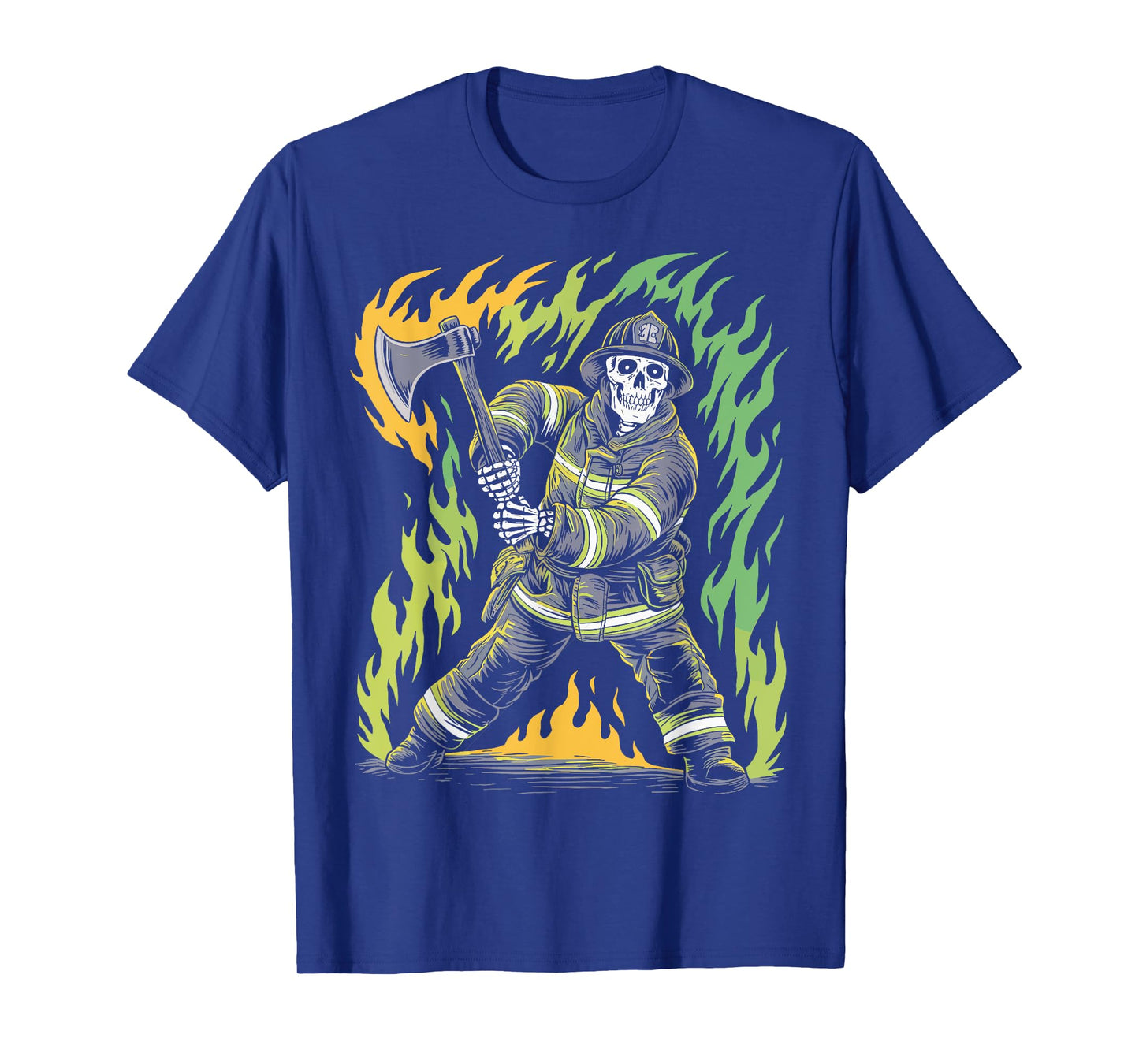 Skeleton Firefighting Lovers Spooky Halloween Firefighter T-Shirt