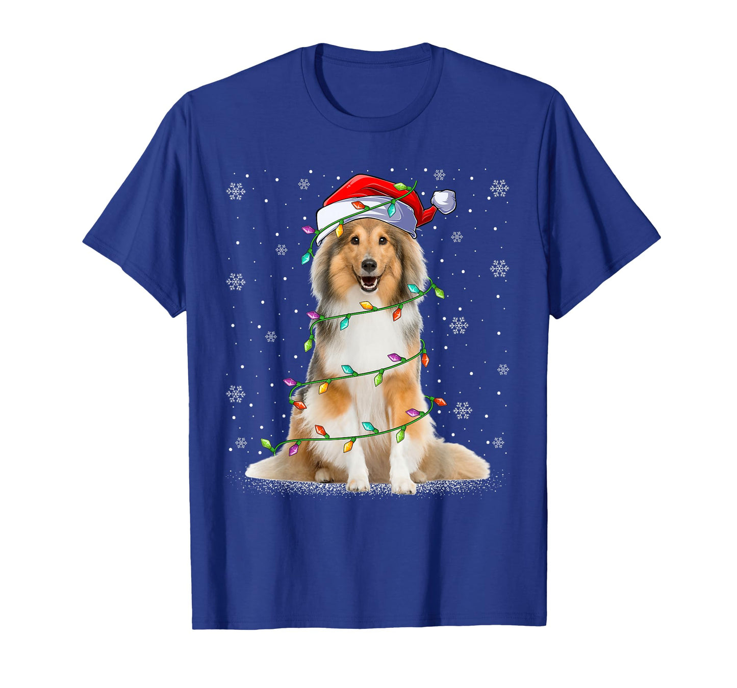 Sheltie Dog Lover Xmas Lighting Santa Sheltie Christmas T-Shirt for Men Women Kids