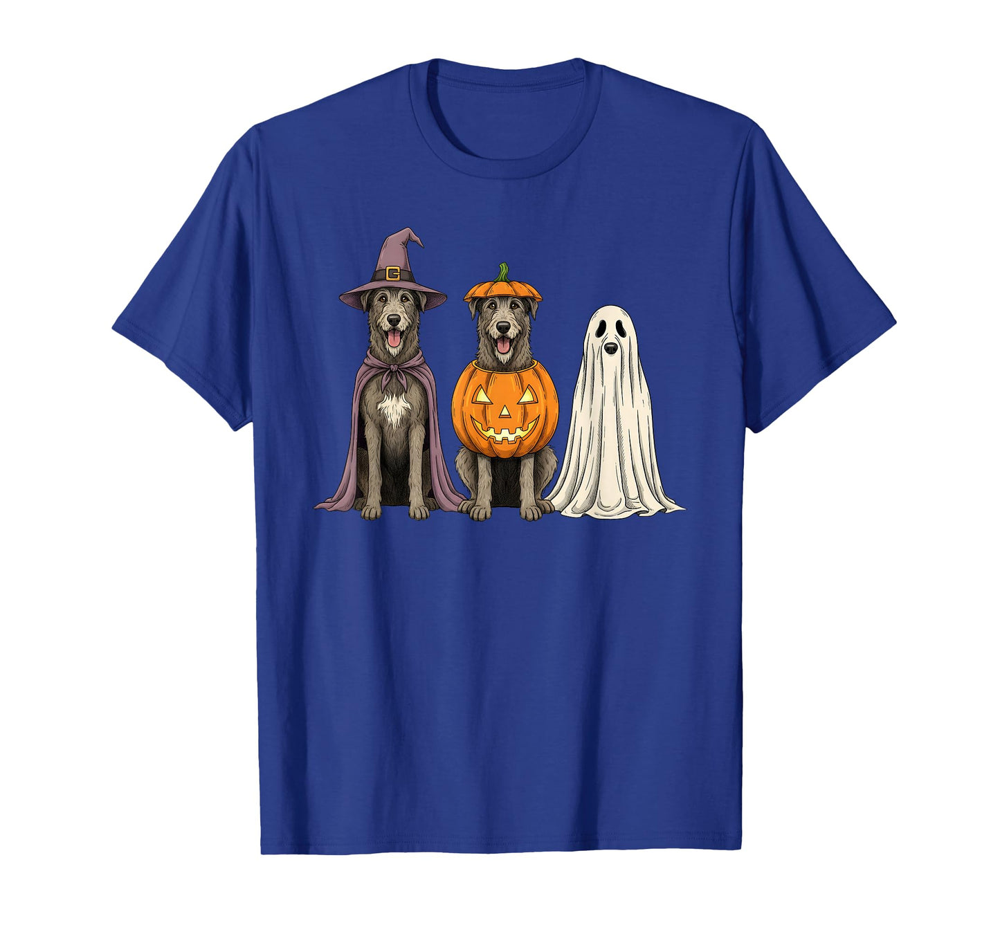 Spooky Ghost Irish Wolfhound Pumpkin Halloween Dog Lover T-Shirt