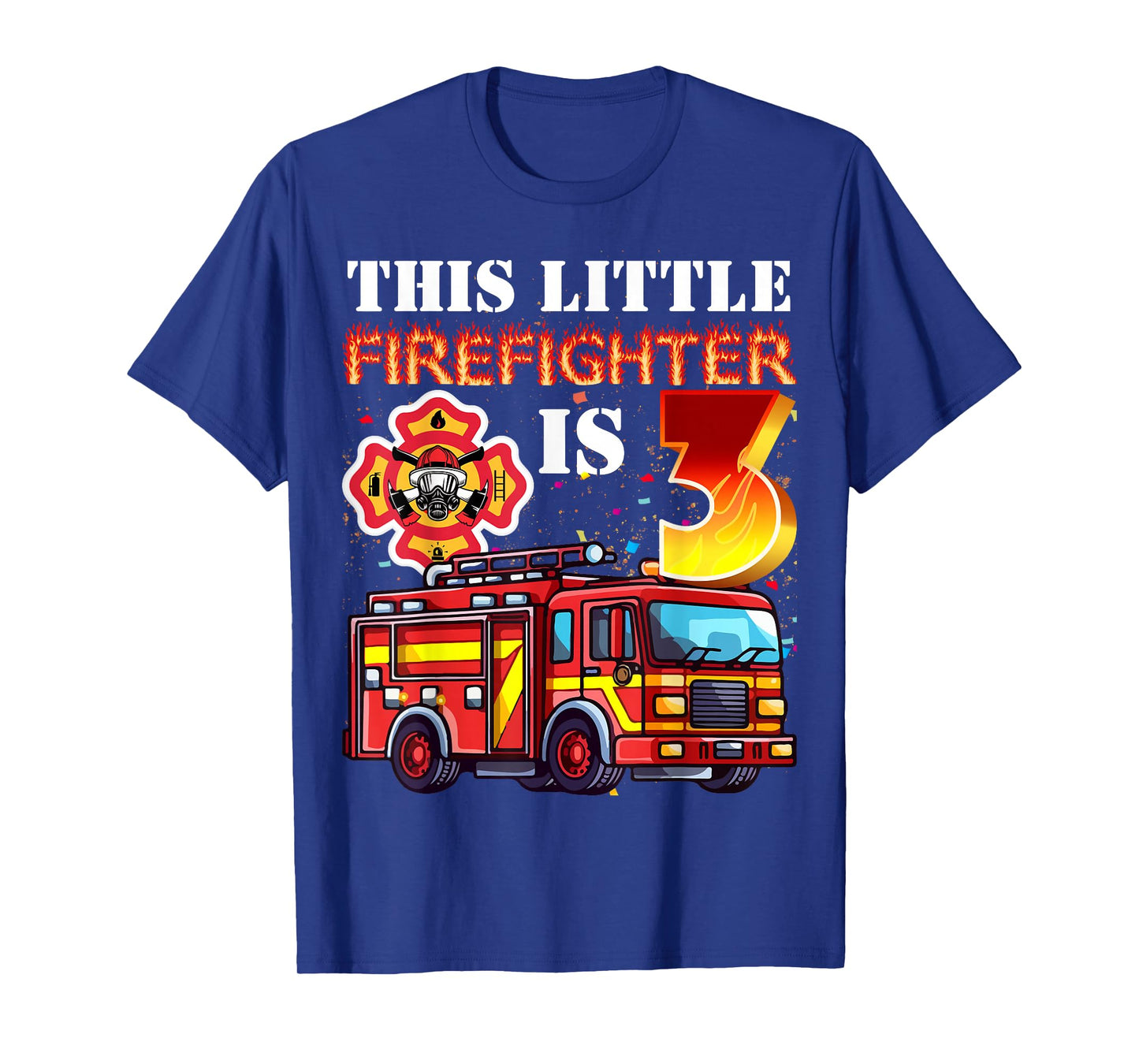Kids 3 Year Old Firefighter Birthday Party Fire Truck 3rd T-Shirt