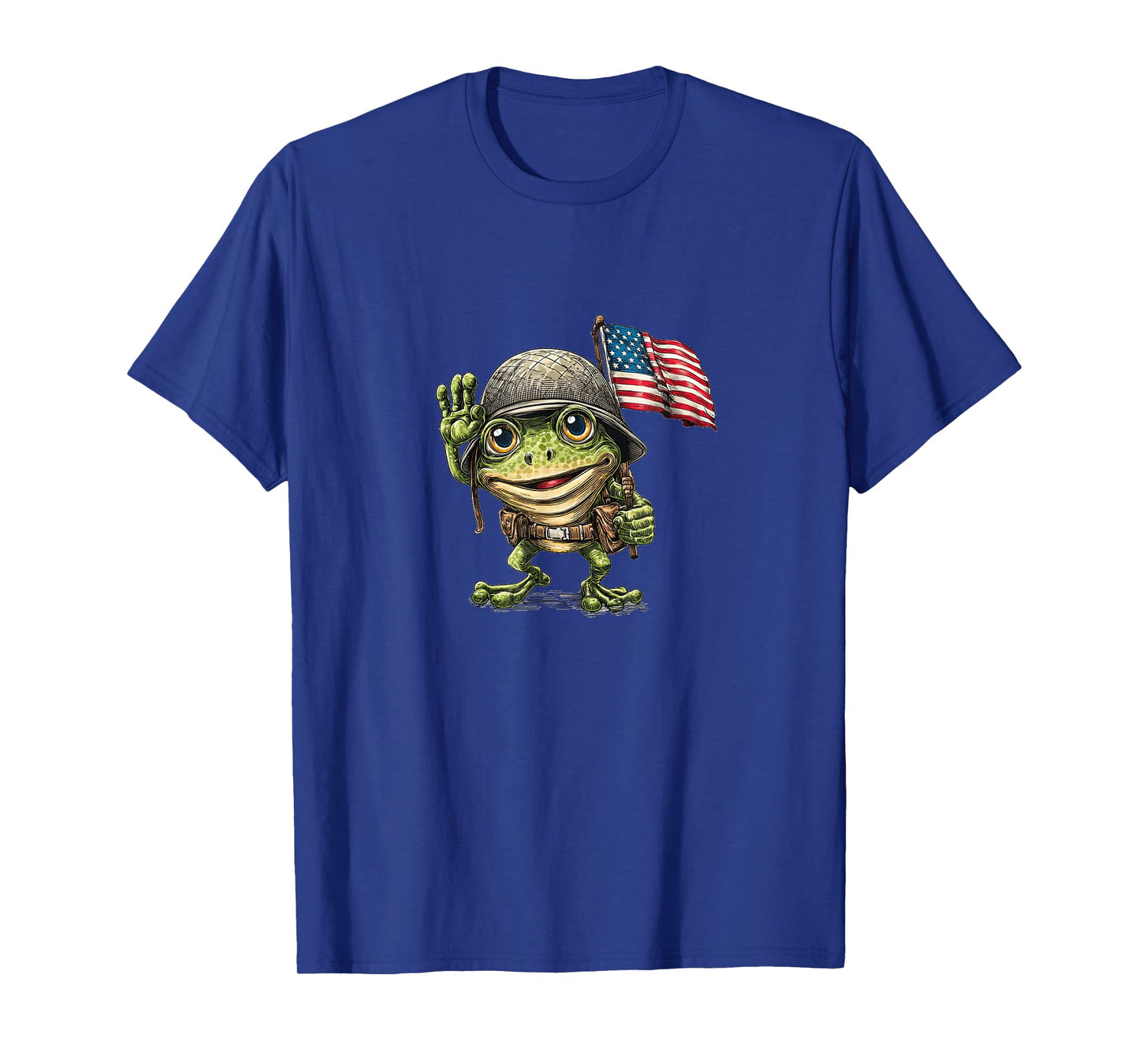 Funny Frog in Military Look with US Colors T-Shirt