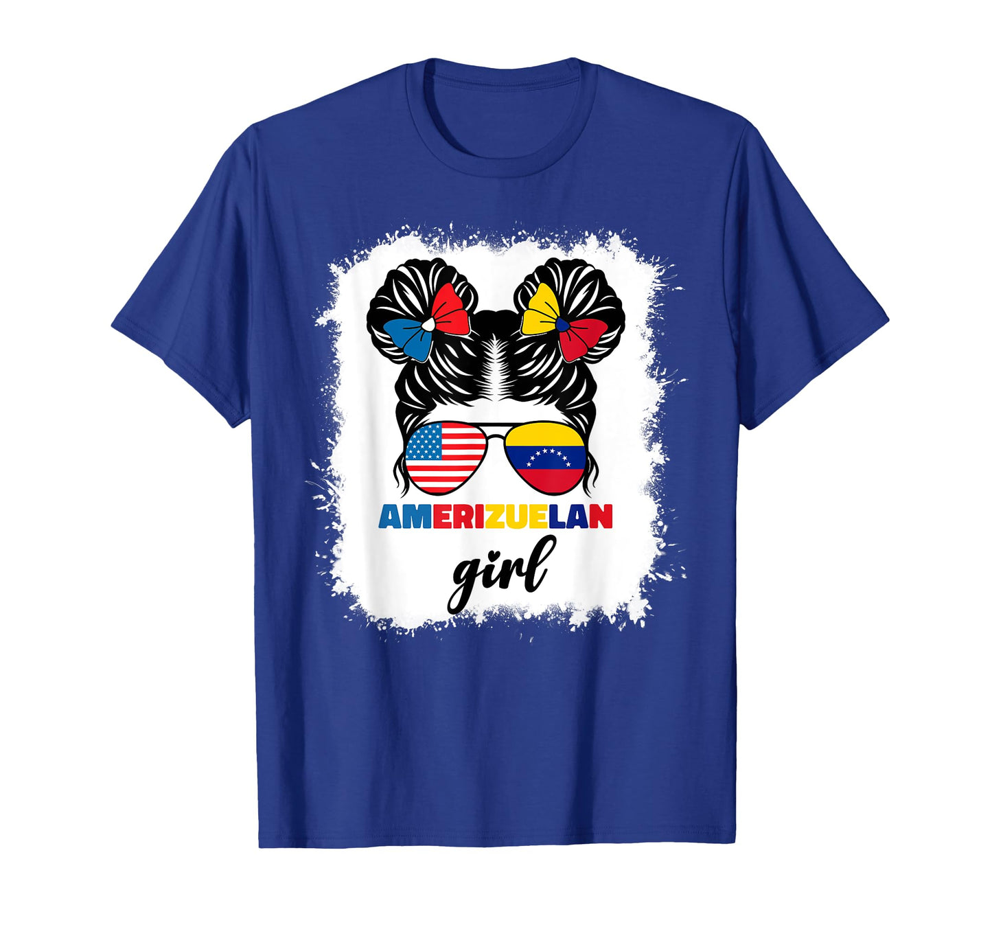 Half American And Venezuelan Usa Venezuela Flag Kids Girl T-Shirt