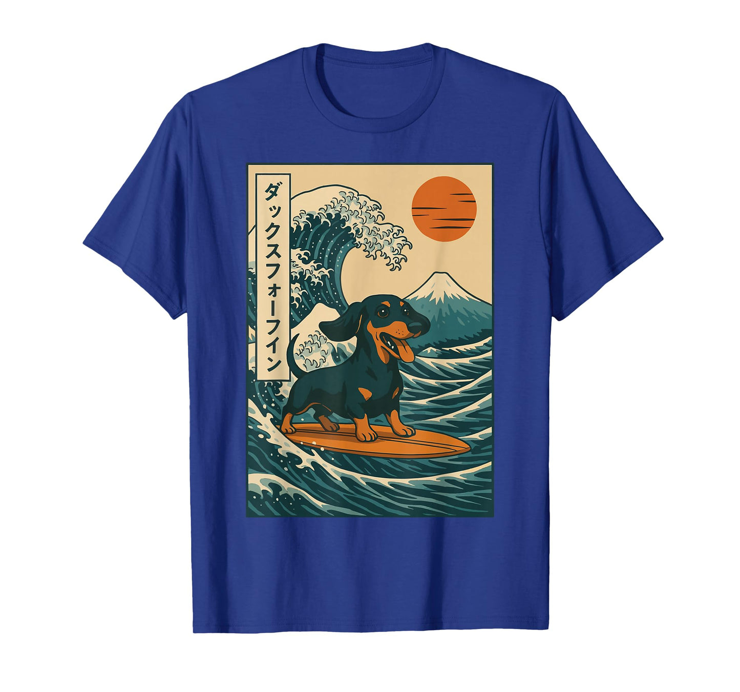 Dachshund Surfing Japanese Great Wave T-Shirt