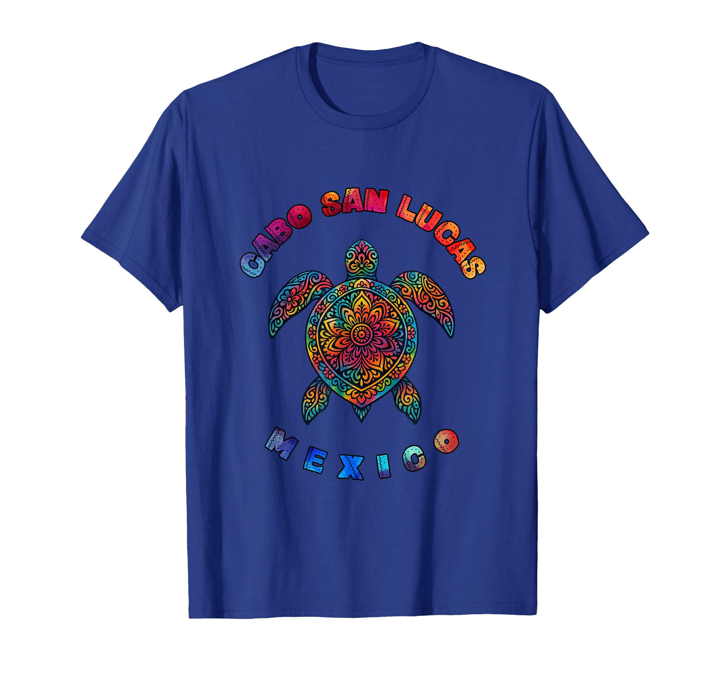 A Sea Turtle in Colorful Mexican Pattern Cabo San Lucas T-Shirt