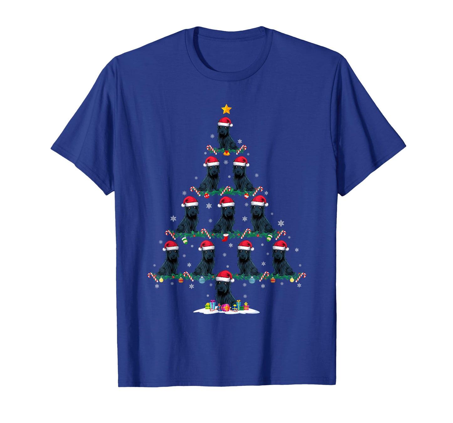 Funny Xmas Tree Scottie Dog Owner Gifts Scottie Dog Christmas Tree Pajama Unisex-Adults Unisex-Kids Black Short Sleeve T-Shirt Small