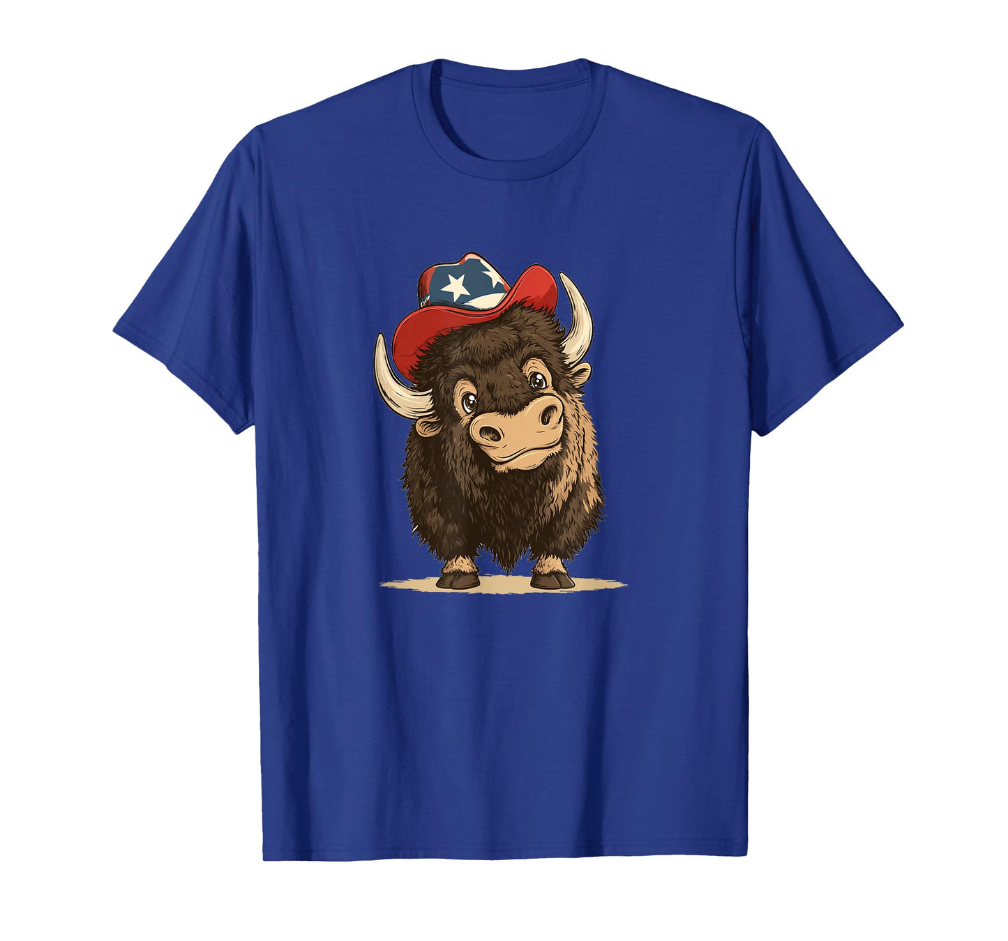Funny Buffalo Bison with Patriotic Cowboy Hat Costume T-Shirt