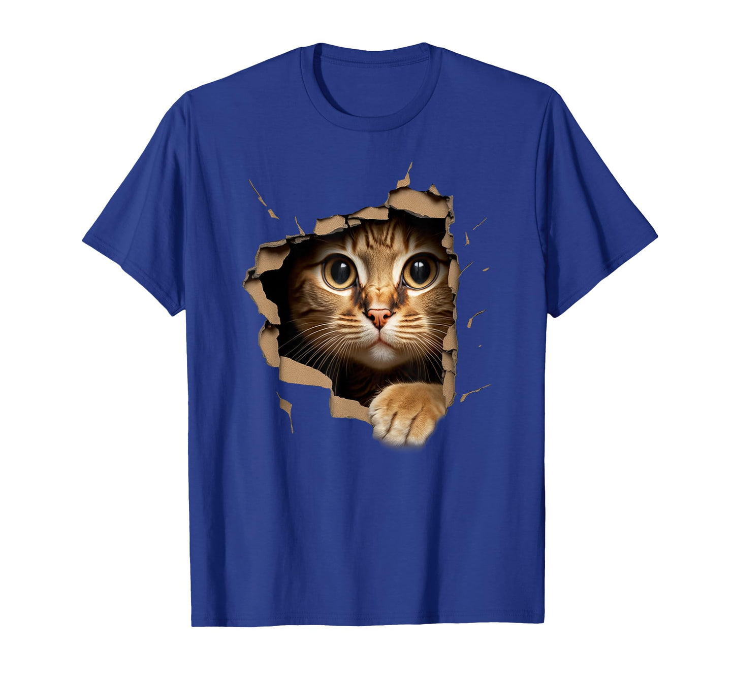 Cute Kitten Looks from Torn Fabric - Cats T-Shirt Small