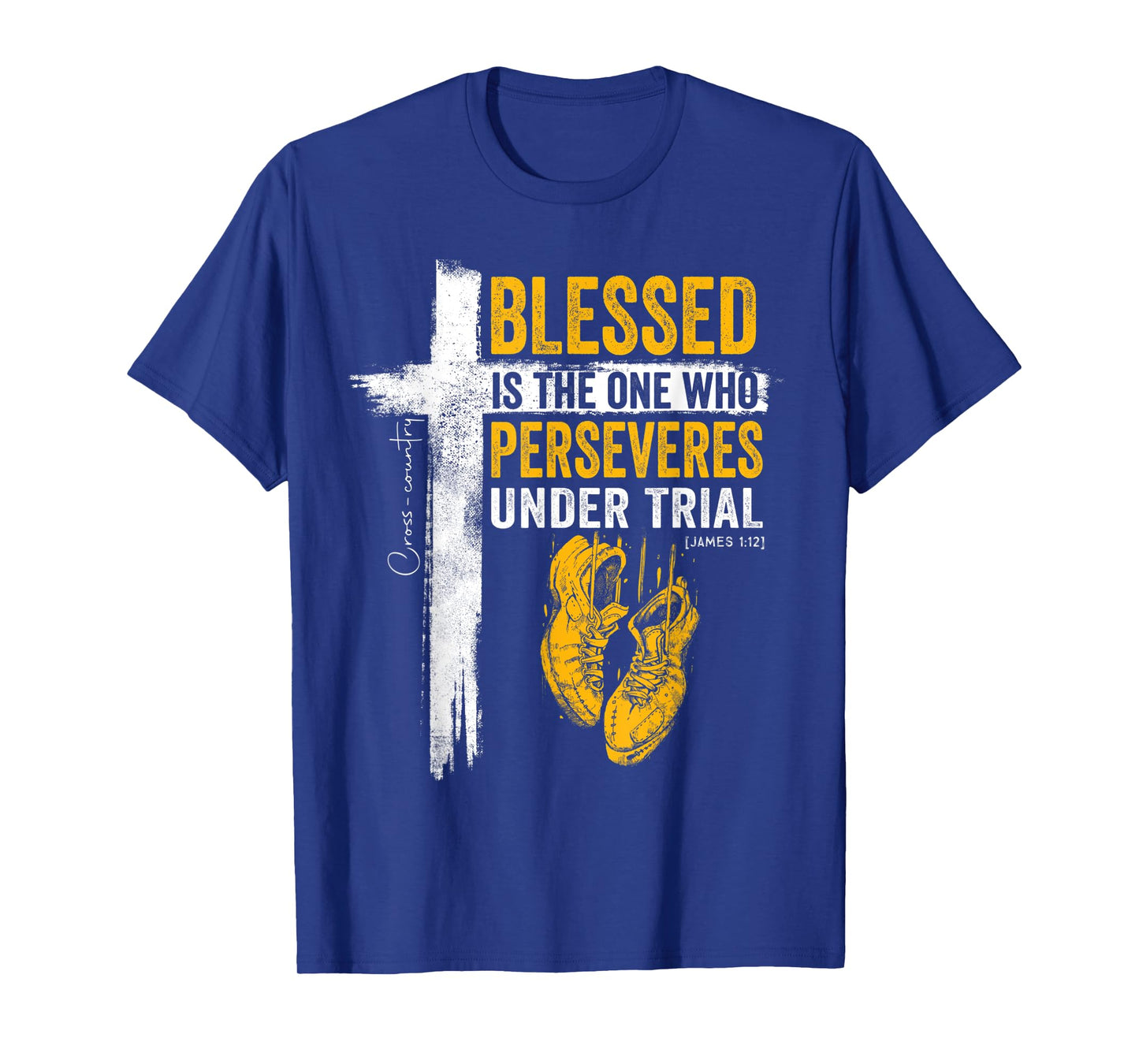Religious Cross Country Runner James 1:12 Bible Verse Christ T-Shirt