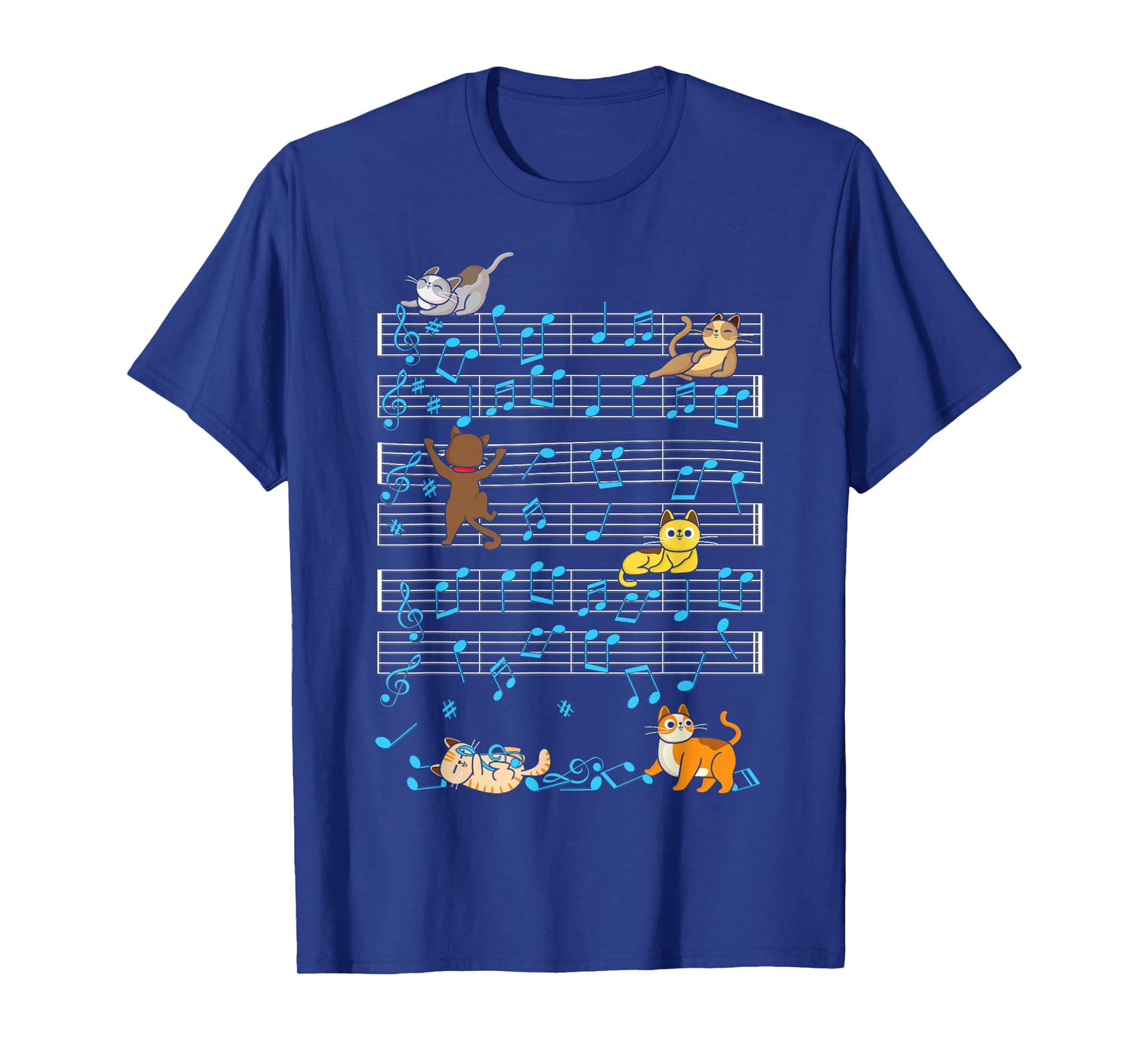 Funny Cat Playing Music Note Kitty Cute Musician Kitten Pet T-Shirt