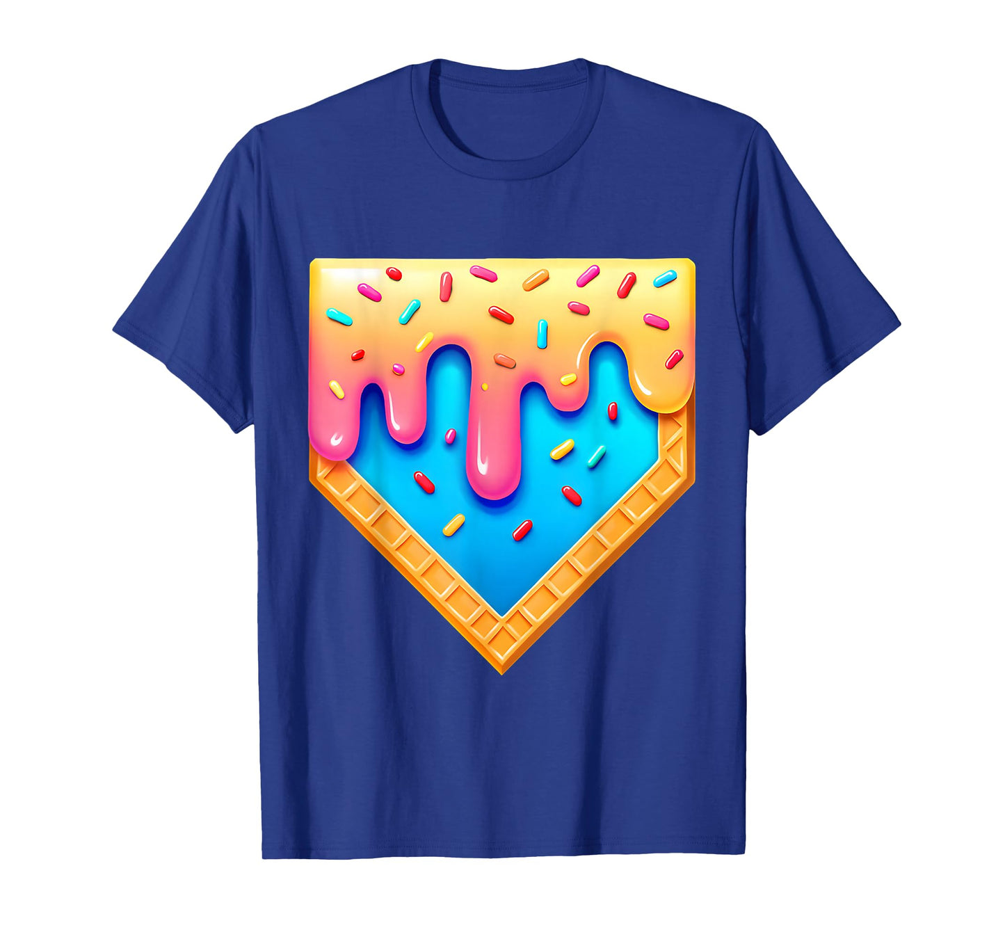 Baseball Ice Cream Dripping Retro Baseball Home Plate Drip T-Shirt