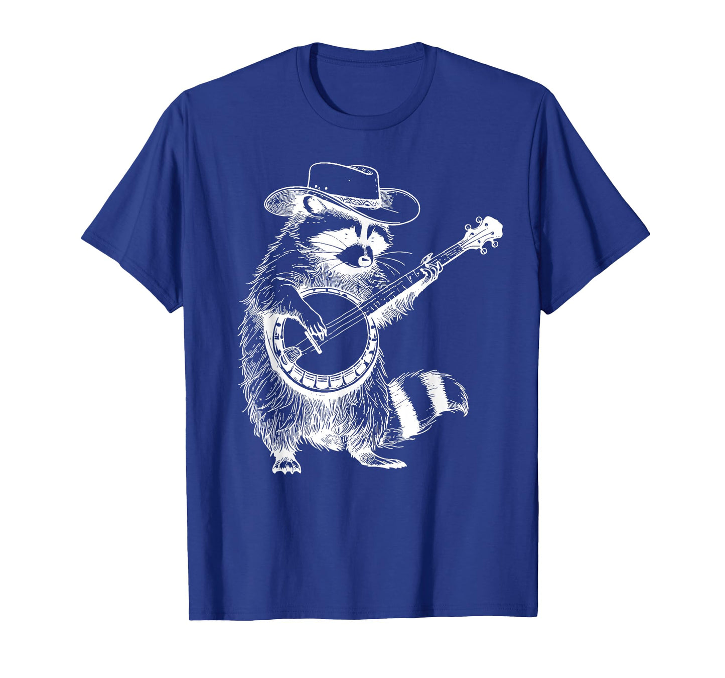Vintage 90s Cowboy Racoon Playing Banjo Musician Western T-Shirt