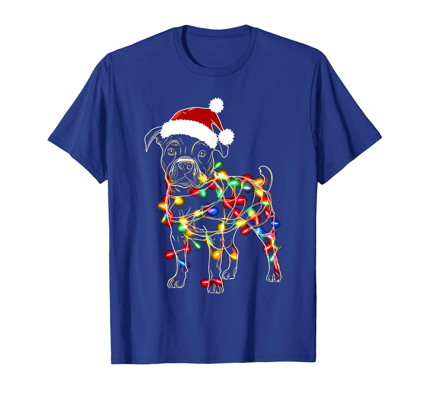 Funny Santa Pitbull Retriever Christmas Lights Dog Lover T-Shirt