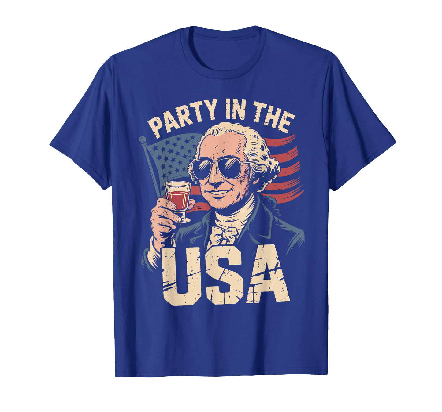 Men's Party in USA George-Washington Drinking 4th July Funny T-Shirt