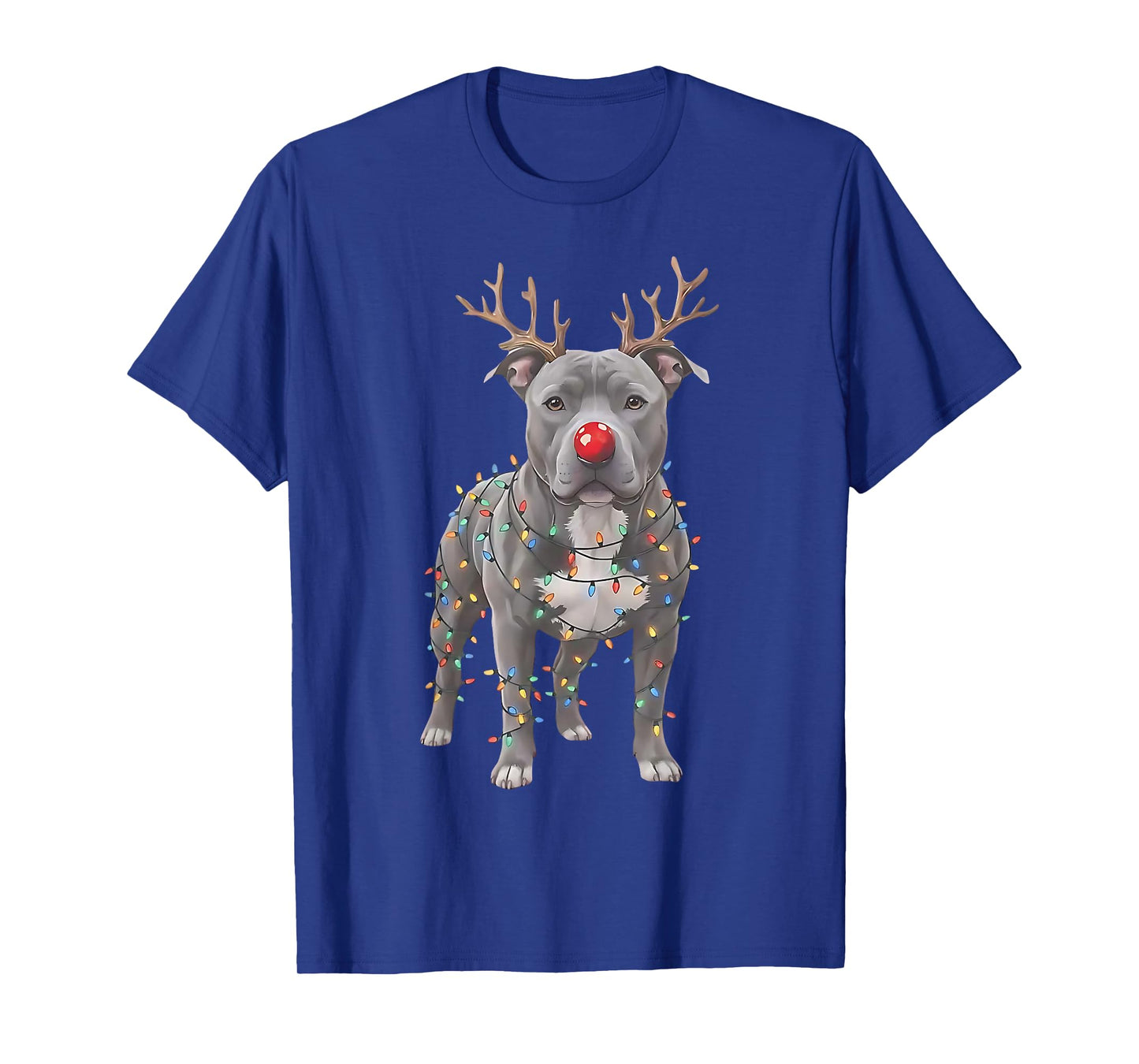 Christmas Pittie Xmas Dog Reindeer Nose Dog Lover Dog Mom T-Shirt
