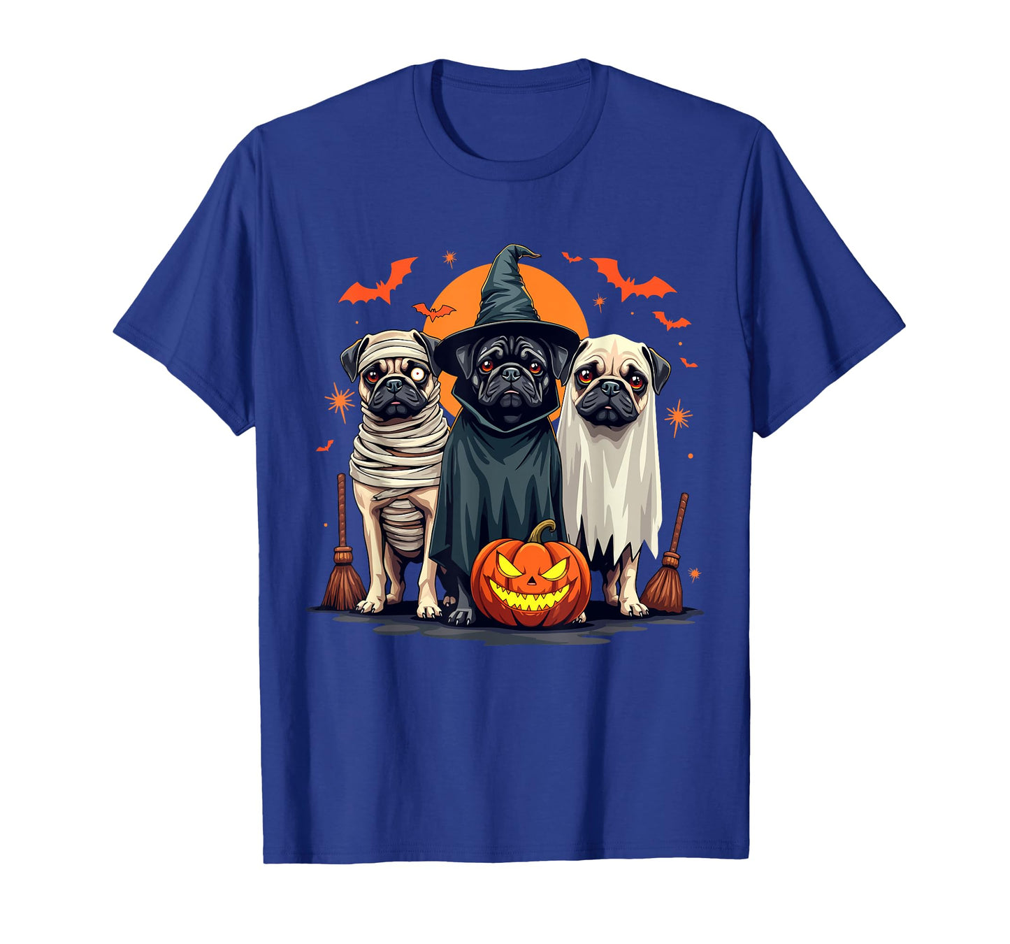 Pug Halloween Costume Mummy Witch Ghost Dog Lover T-Shirt