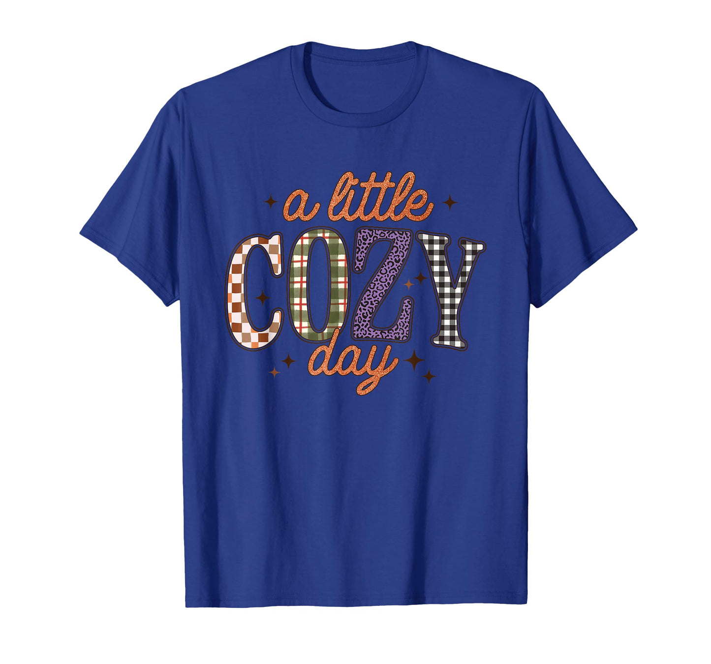 A Little Cozy Day Retro Plaid Leopard Checkered Fall Relax T-Shirt