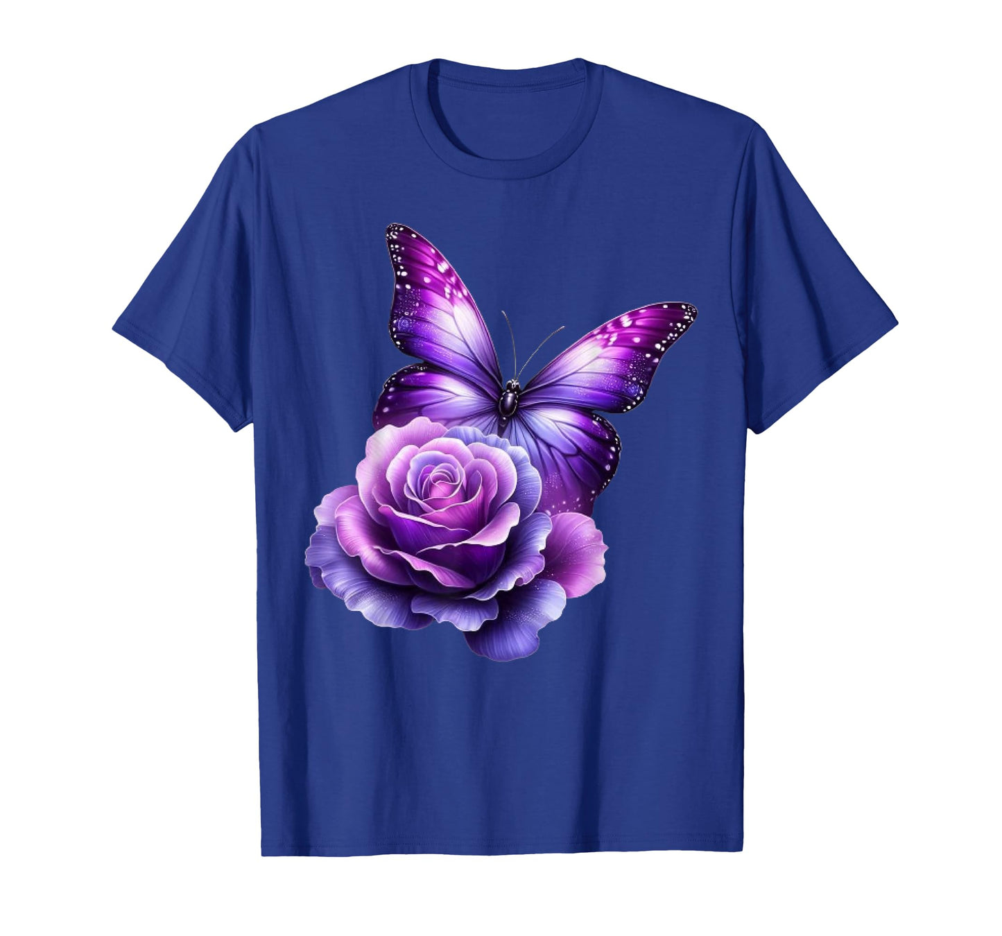 Beautiful Butterfly Purple Rose Butterfly Lovers Gifts Women T-Shirt