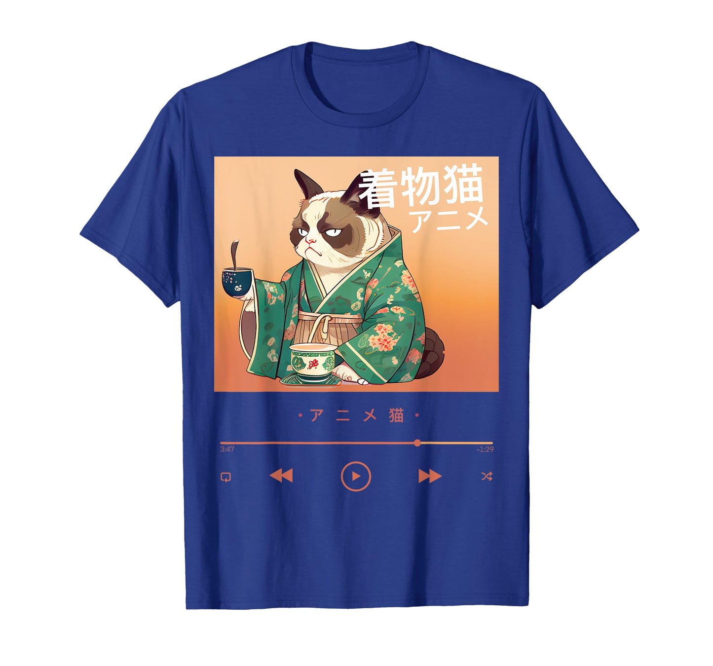Cute Anime Cat in Colorful Japanese Outfit Men Women Kids T-Shirt