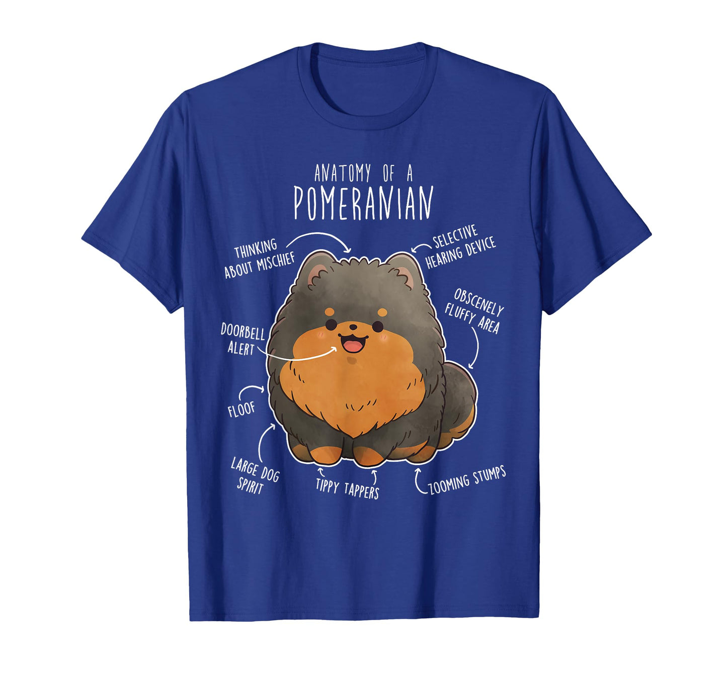 Black and Tan Pomeranian Dog Anatomy, Funny Cute Pet Pom Mom T-Shirt