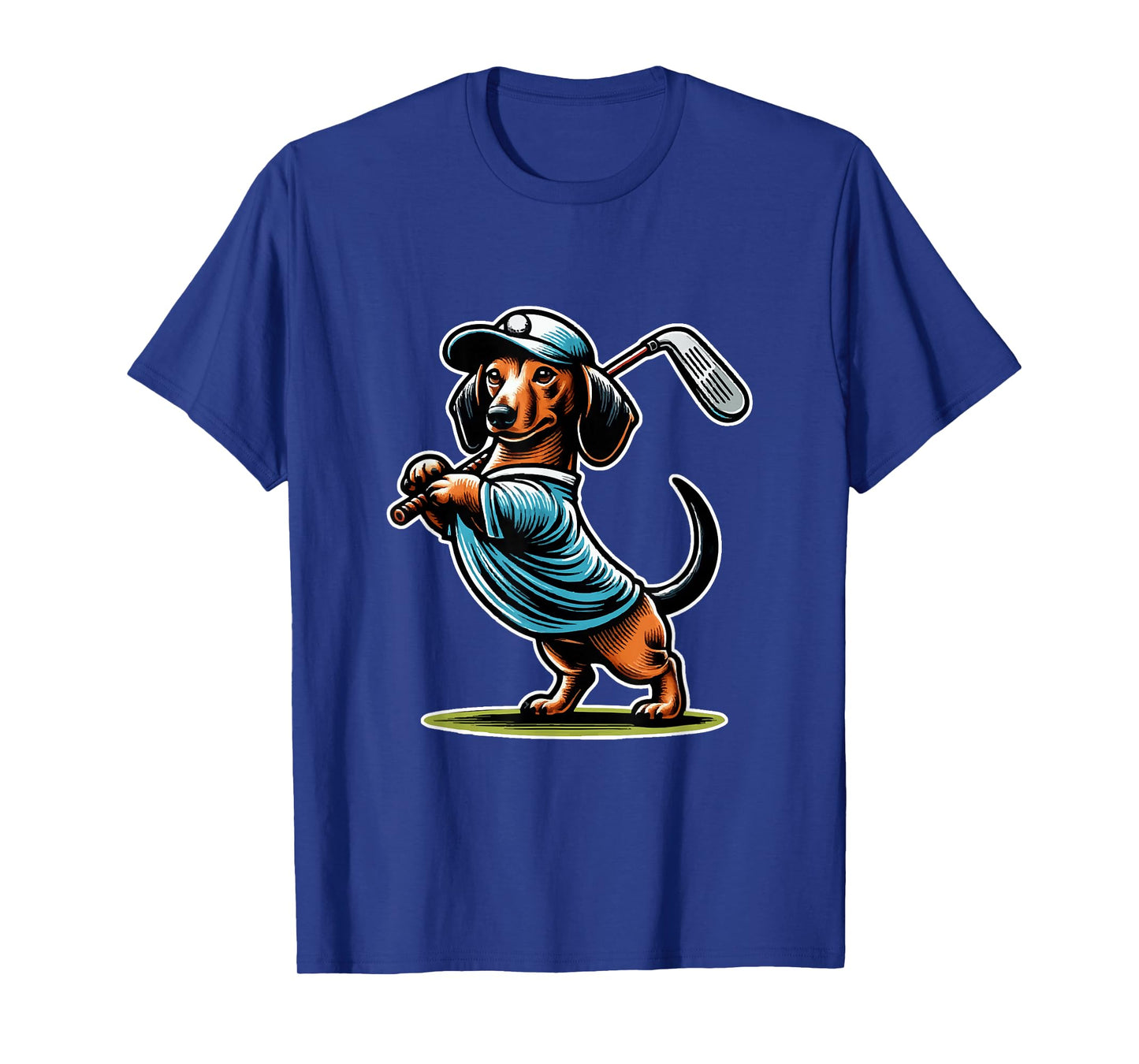 Standing Dachshund Wiener Dog Swinging Golf Club T-Shirt