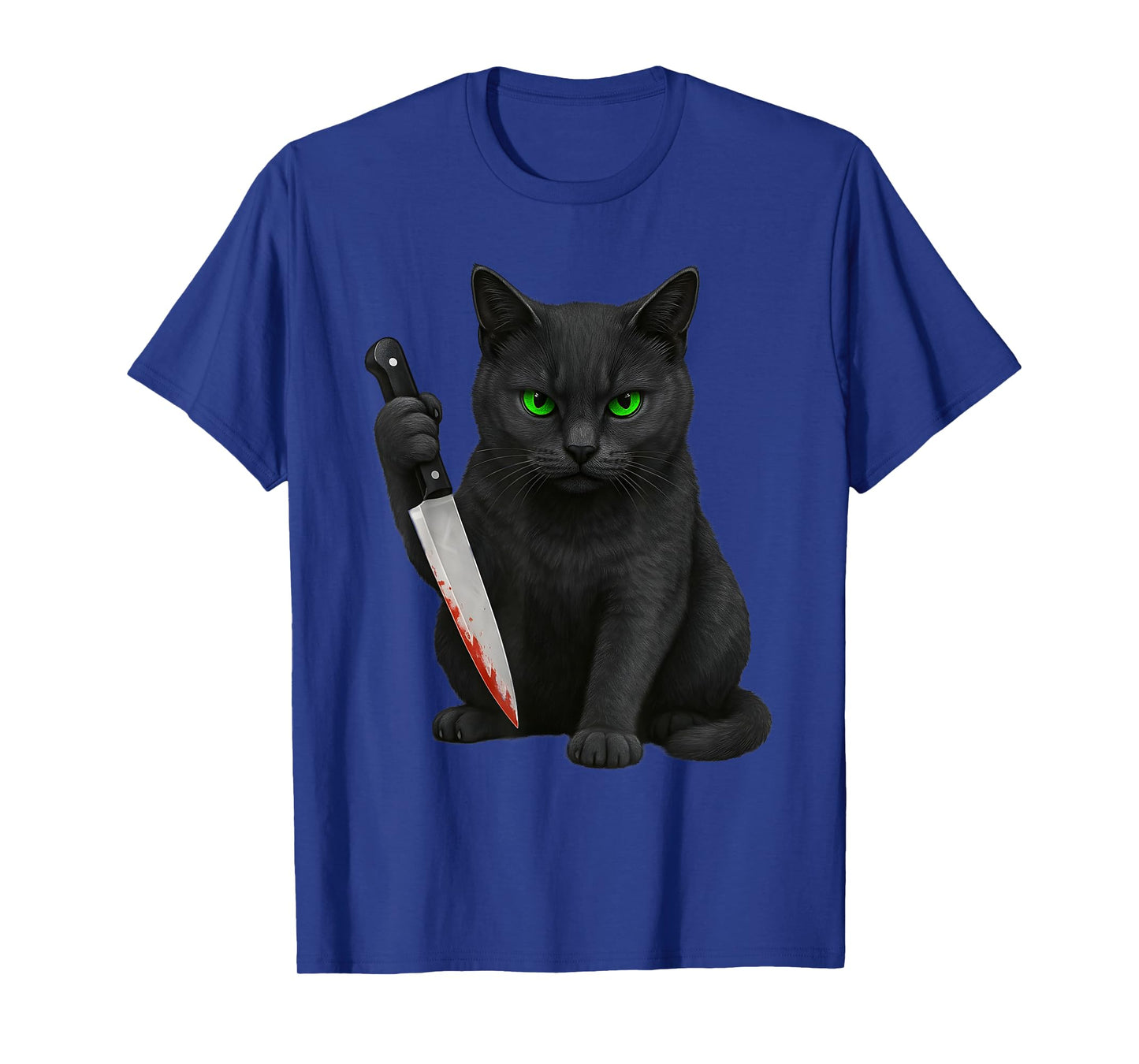Halloween scary black cats funny kitty with bloody knife cat Men Women T-Shirt