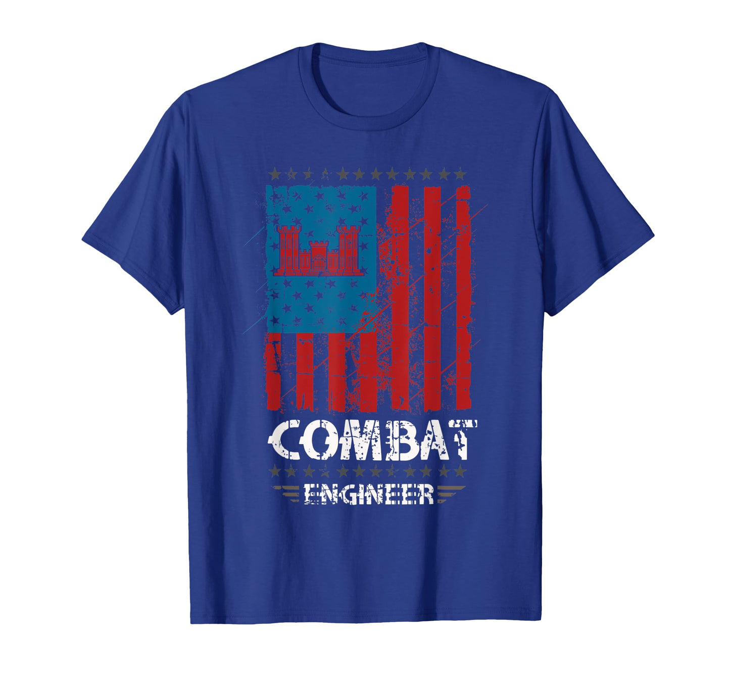 Combat Engineer - American Flag Distressed - U.S. Military Women Men T-Shirt