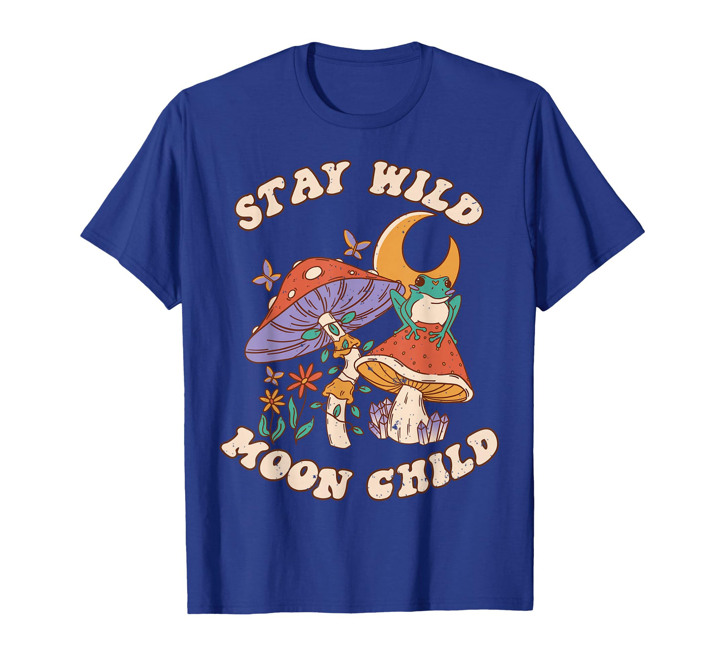 Vintage Retro Stay Wild Moon Child Frog Mushroom Hippie T-Shirt