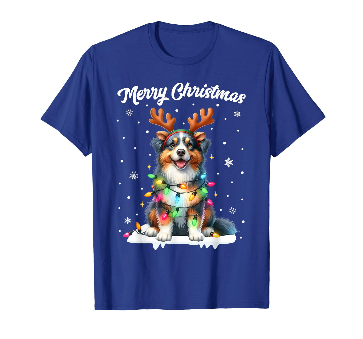 Christmas Pajamas Men Women Kids Australian Shepherd Dog T-Shirt