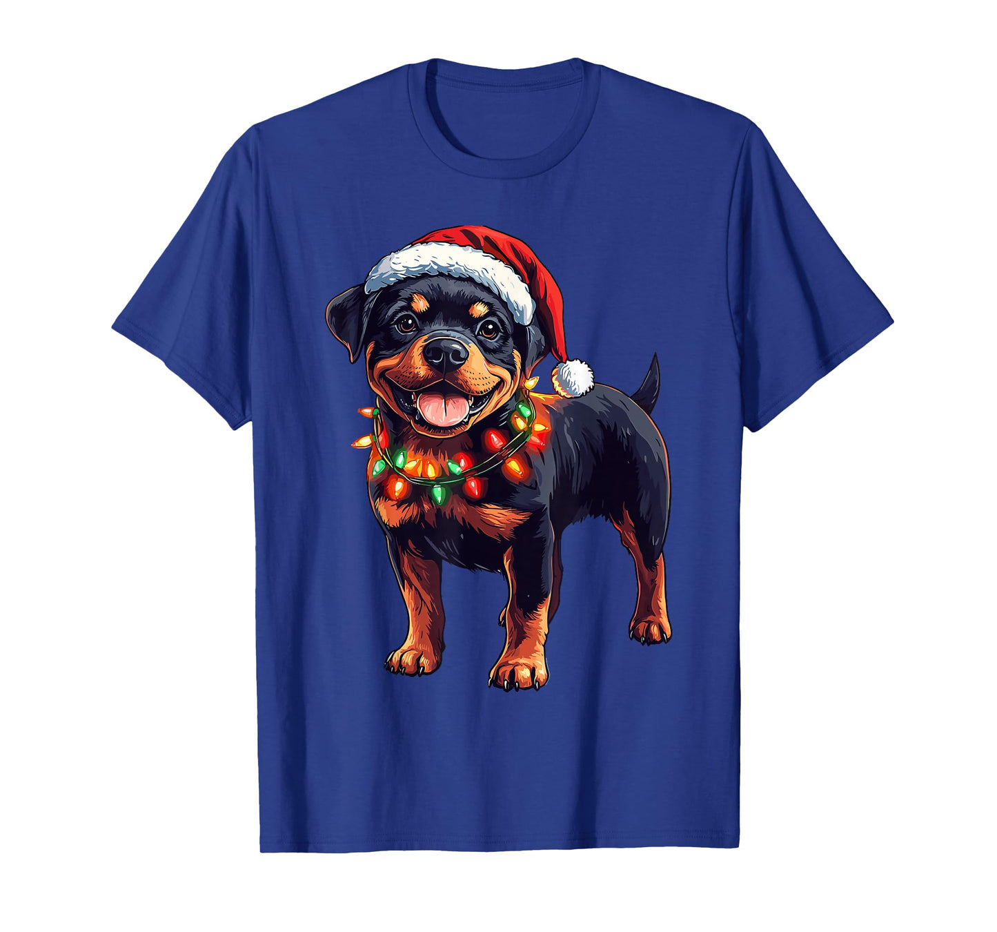 Rottweiler Santa Christmas Tree Lights Xmas Rottie Pajama T-Shirt